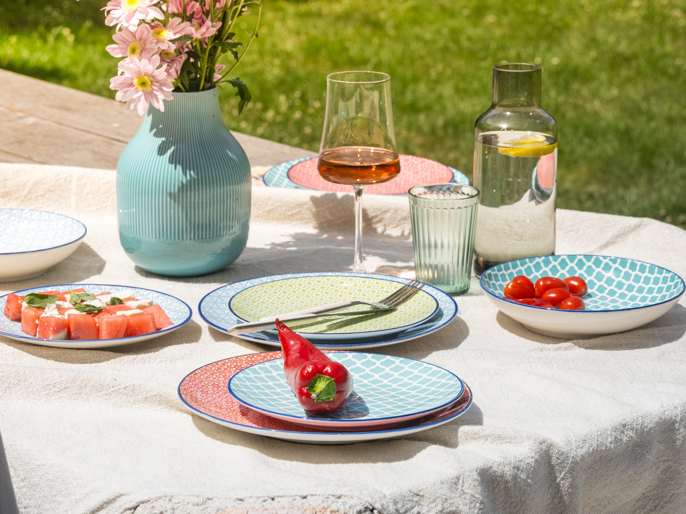 CreaTable Teller-Set »Mediterran«, (Set, 12 tlg.), traditionelle, keramische Motive