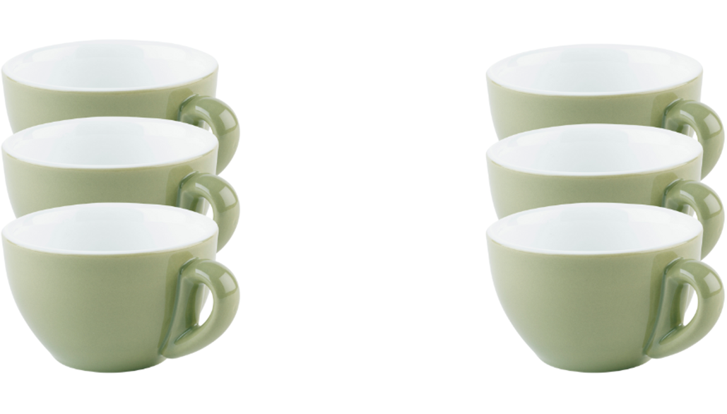 APS Tasse "6er Set Kaffeetassen -SNUG-", Ø 9,5cm x 6cm, 200ml, 6 Stk., grün, Trinkgefäße, für Heißgetränke aller Art geeignet
