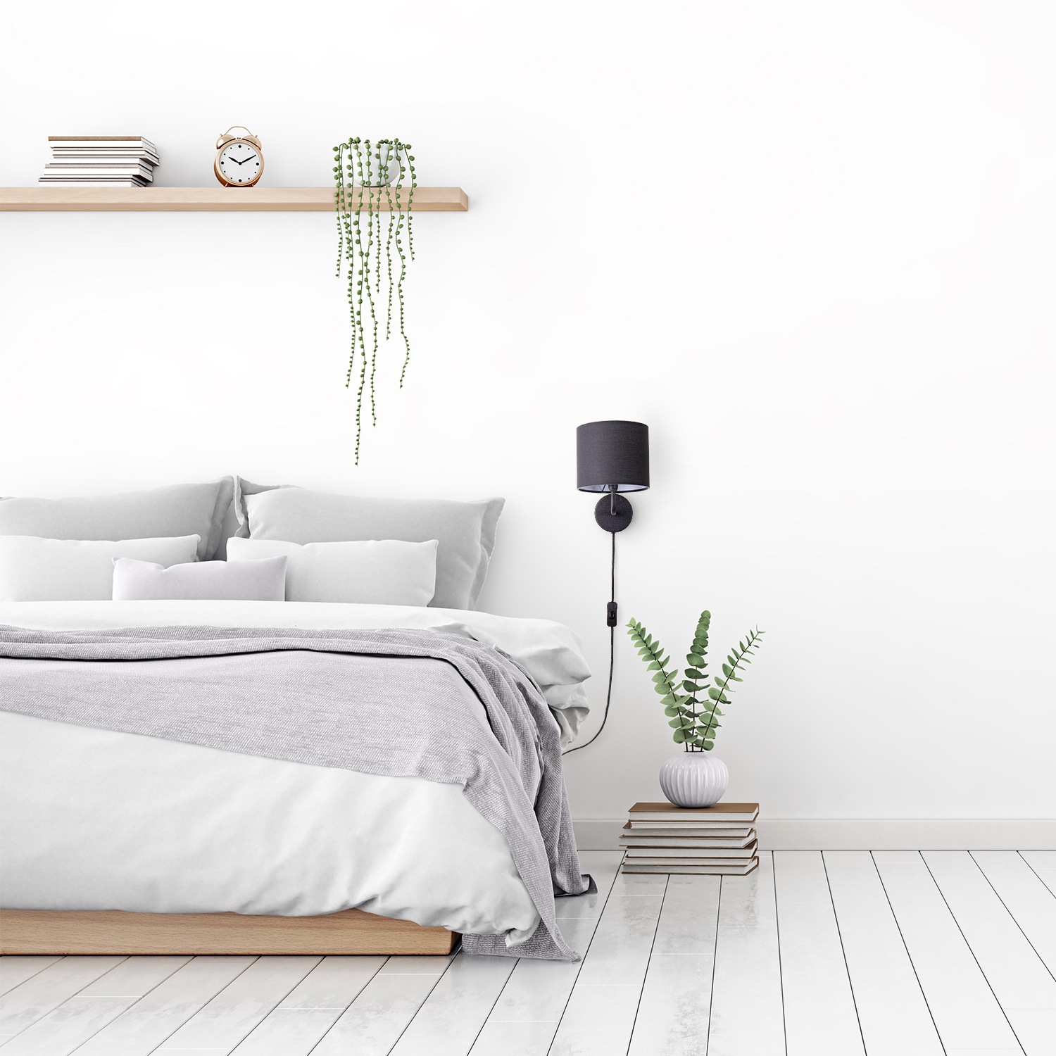 Paco Home Wandleuchte »Uni Color«, 1 flammig, Leuchtmittel E14 | ohne Leuchtmittel, Wandlampe Schalter Flur Wohnzimmer Ø…18cm Unifarben Deko Kabel 3m E14