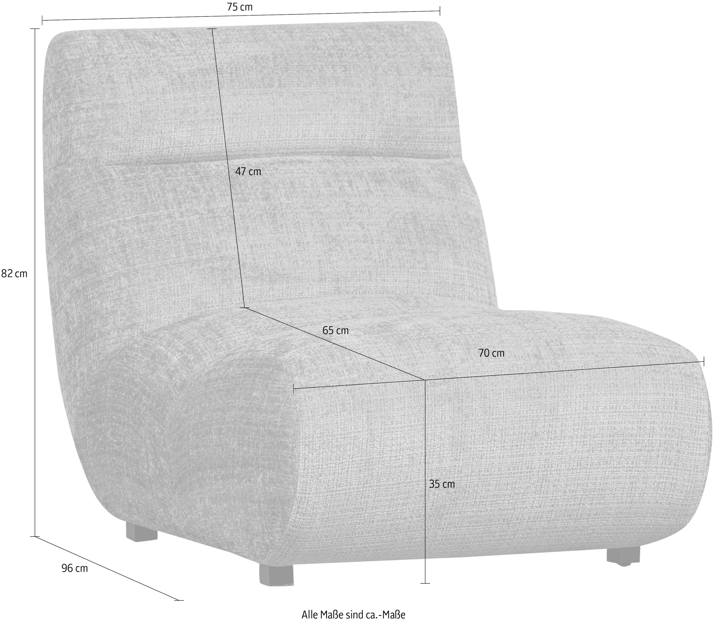 WOOOD Sessel »Observe«, frei im Raum stellbar, grob gewebter Chenille-Stoff, H 82 cm x B 75 cm
