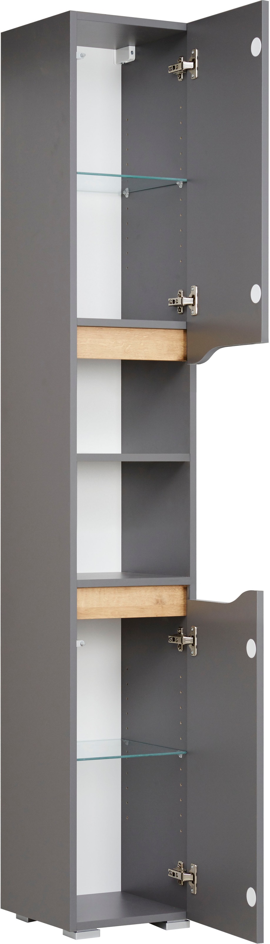 Saphir Badmöbel-Set »Quickset 5-teilig, Waschbeckenunterschrank mit LED-Spiegelschrank«, (5 St.), Hochschrank, Unterschrank, Hängeschrank, inkl. Türdämpfer, 9 Türen