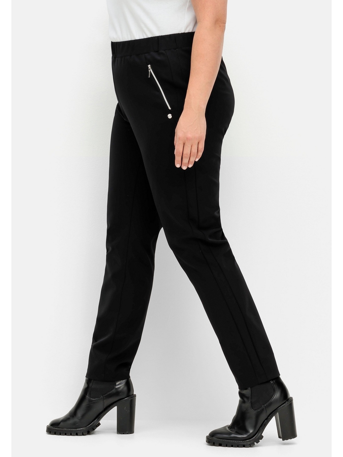 Sheego Stretch-Hose »Große Größen«, mit Schlupffbund und  Zierreißverschlüssen online bestellen | BAUR