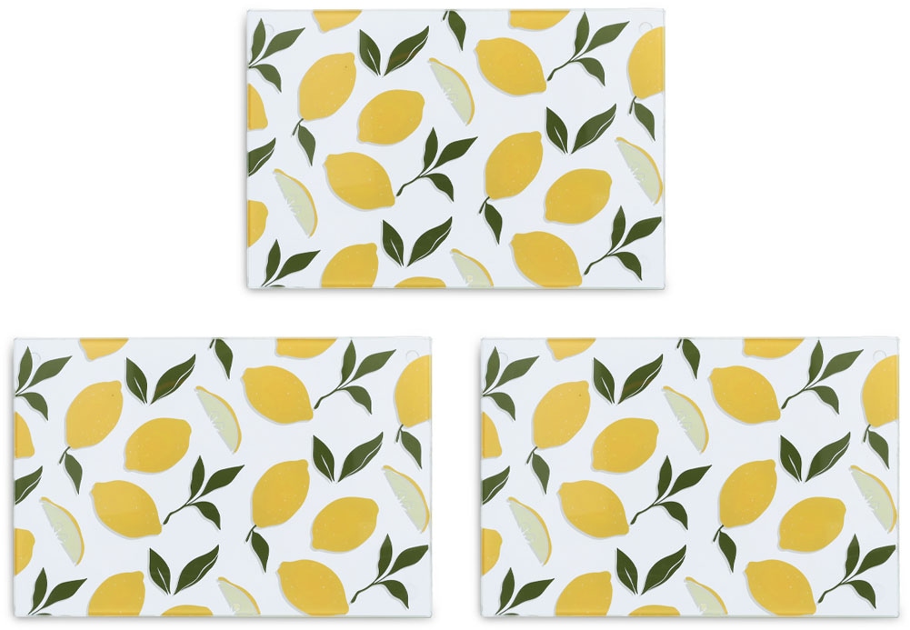 Zeller Present Schneidebrett "Glasschneideplatte "Lemons", 3er Set" Silikon günstig online kaufen