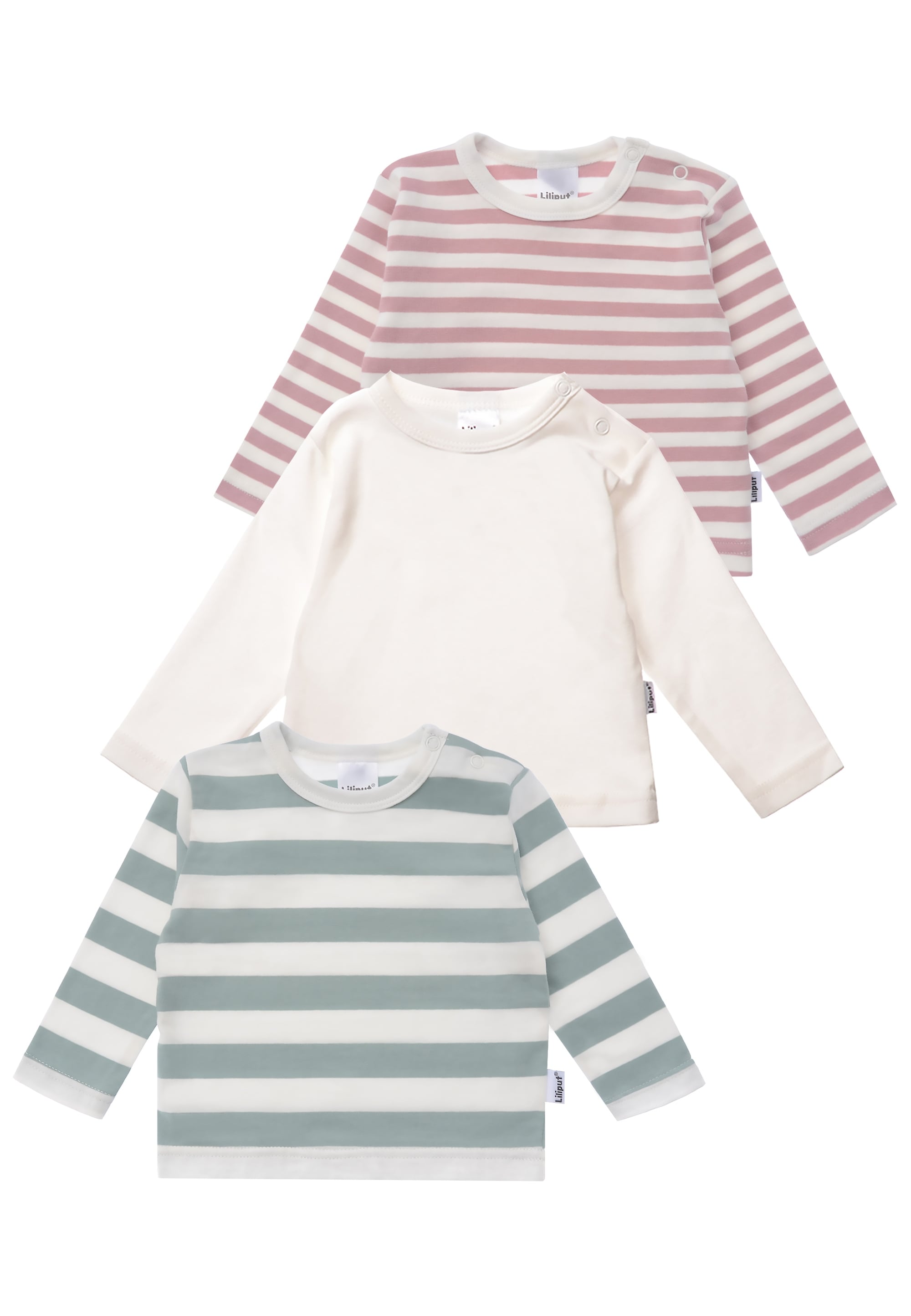 Liliput Langarmshirt »schilf-ecru und rosé-ecru geringelt«, mit Druckknöpfen auf der Schulter