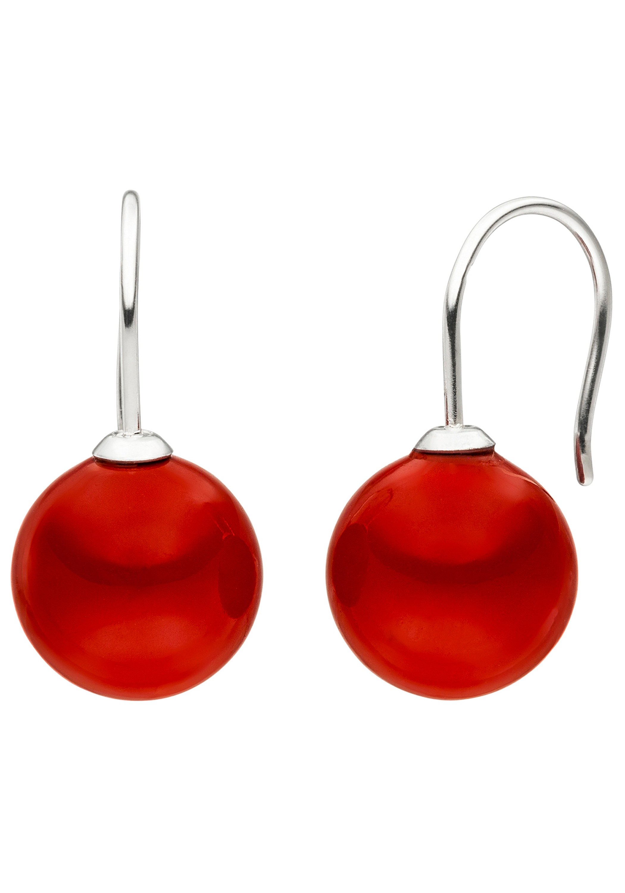 Perlenohrringe JOBO "Ohrringe mit Muschelkern-Perlen", rot, Ohrringe, Damen, Perlen Silber 925 (Sterlingsilber), Perlen, Silber 925 (Sterlingsilber), 925 Silber