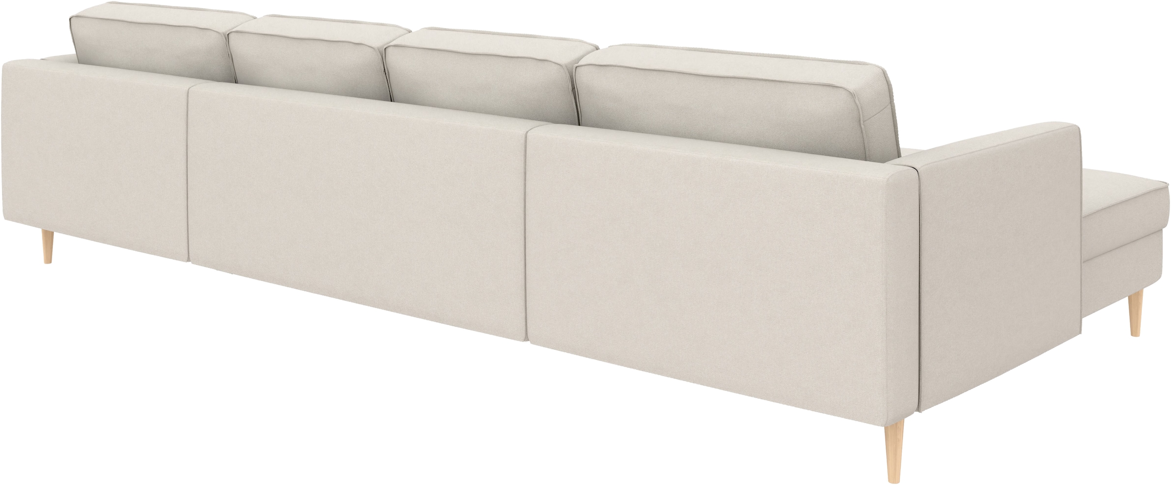 Home affaire »Booster, whlw. mit Schlaffunktion & Bettkasten, Fuß Buche lackiert« Sofa in U-Form, Breite 305 cm, in Cord oder Struktur