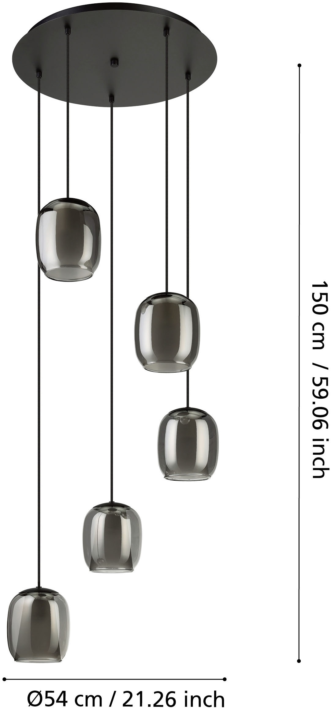 EGLO Hängeleuchte »CIAMPINO Pendellampe - Stahl - E27 - 5X28W - IP20« E27 1 Stk. Hängelampe, Deckenlampe, Wohnzimmer, Esszimmer, H150 x Ø54 cm