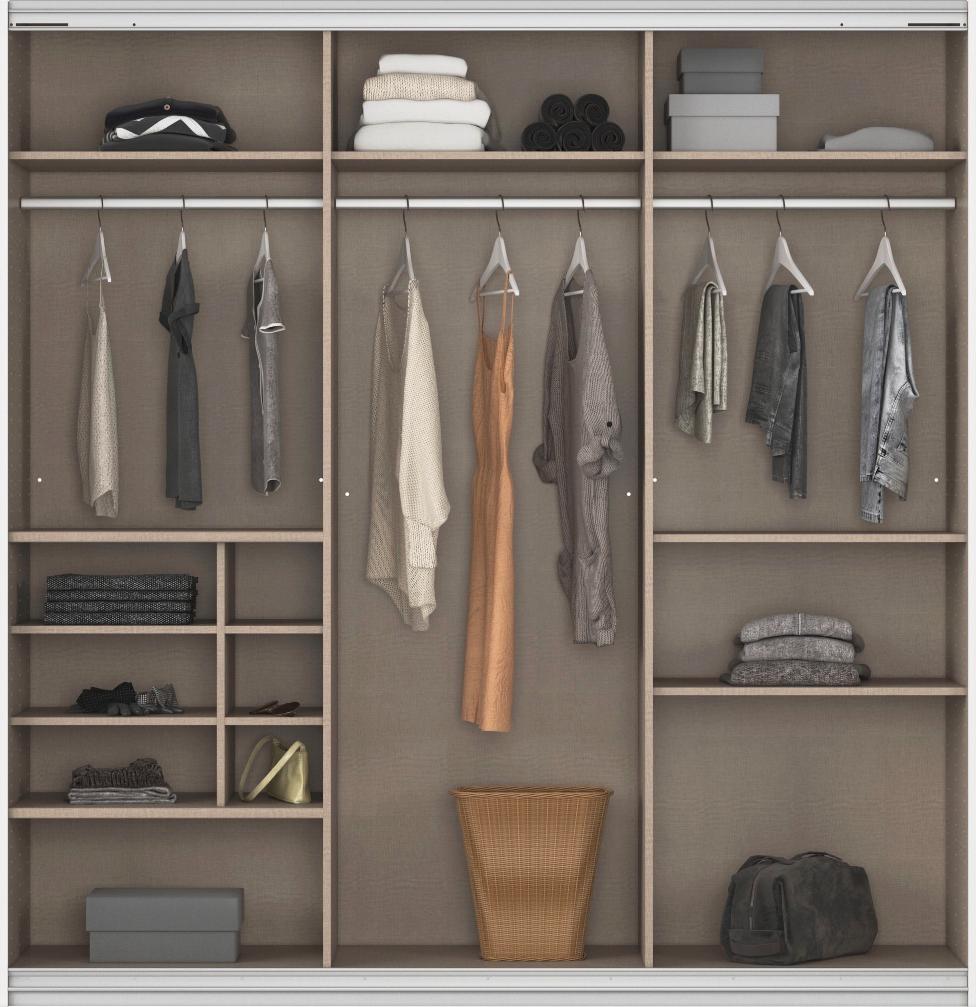 rauch Schwebetürenschrank »Kleiderschrank Schrank Garderobe Wäscheschrank TOMA mit Passepartout«, inkl. Regaleinsatz sowie zusätzlichen Einlegeböden MADE IN GERMANY