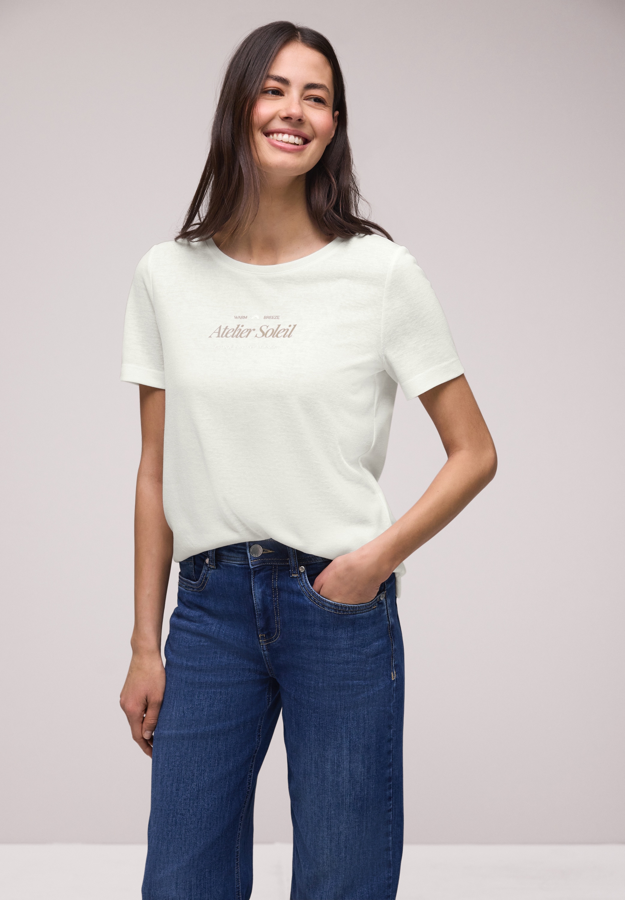 STREET ONE T-Shirt in Leinen-Optik