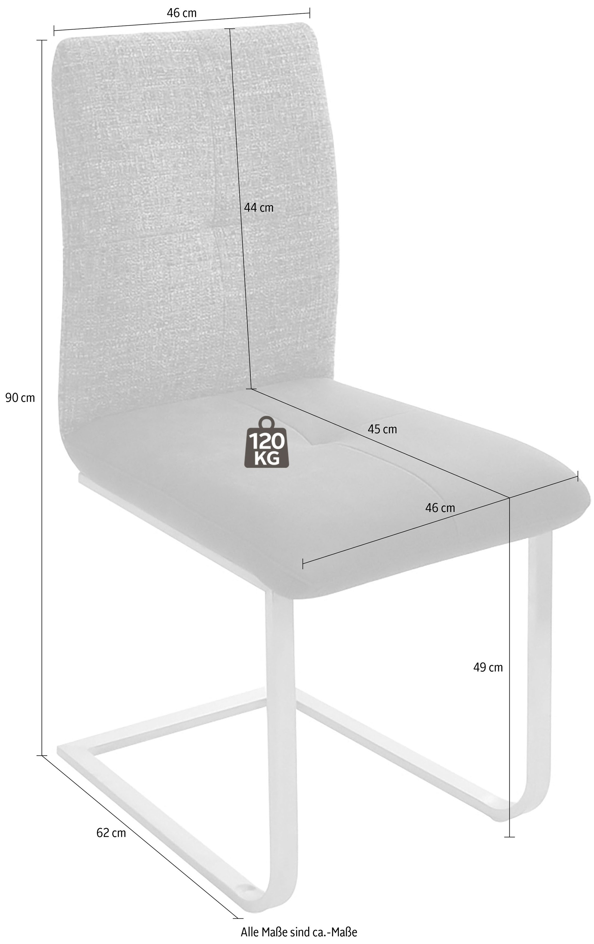 K+W Komfort & Wohnen Freischwinger »Giacomo II«, (Set), 2 St., Microfaser 785, mit Metallgriff am Rücken, Sitz und Rücken gesteppt in Materialmix