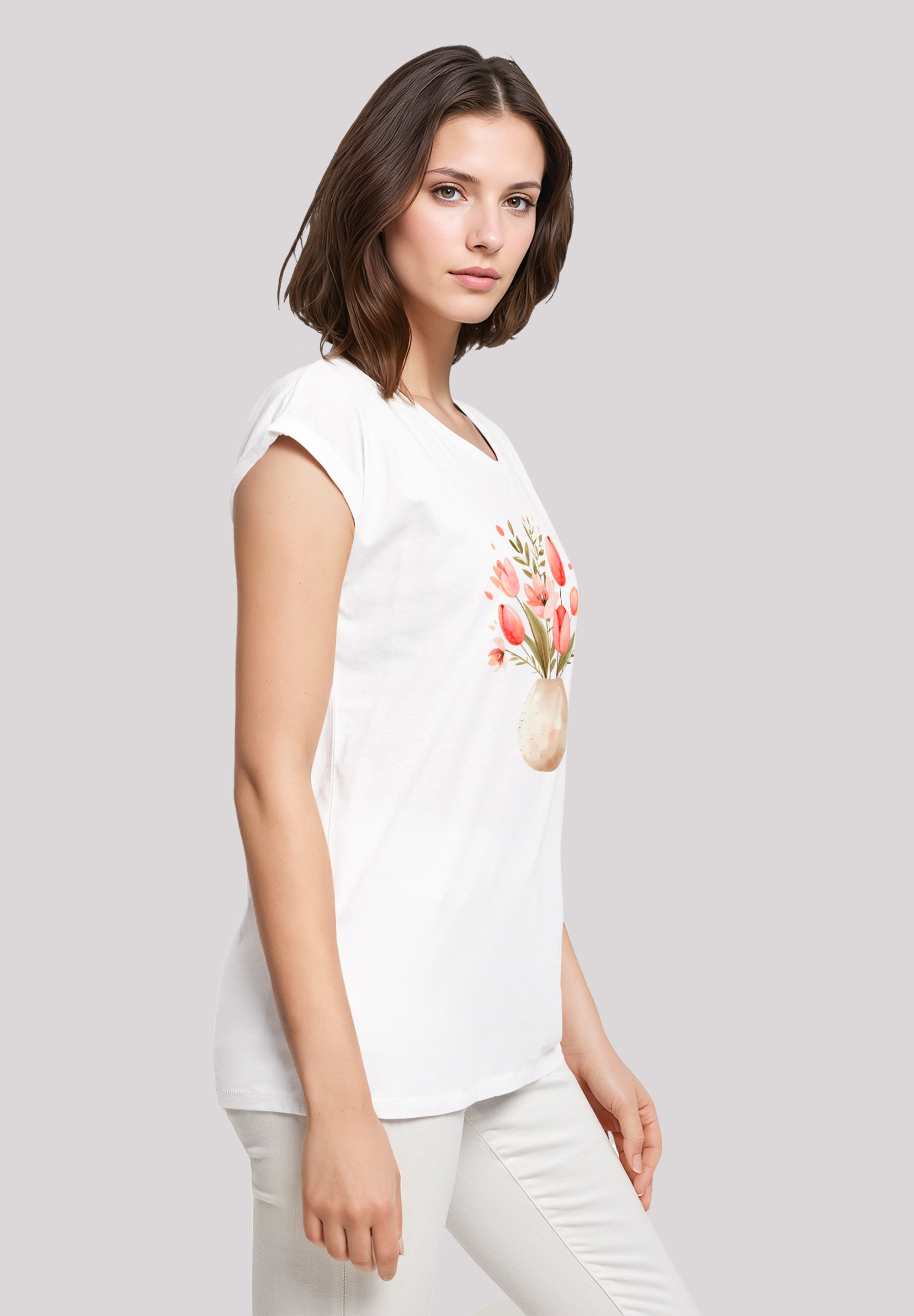 F4NT4STIC T-Shirt »Rosa Frühlingsblumenstrauß in Vase«, Premium Qualität