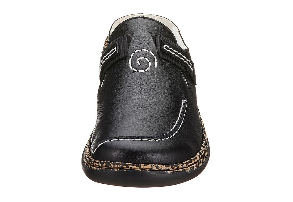 Clog RIEKER, Damen, Gr. 38 (5), schwarz, Lederimitat, Schuhe Clog, Sommerschuh, Schlappen mit Stretcheinsatz, Topseller 3