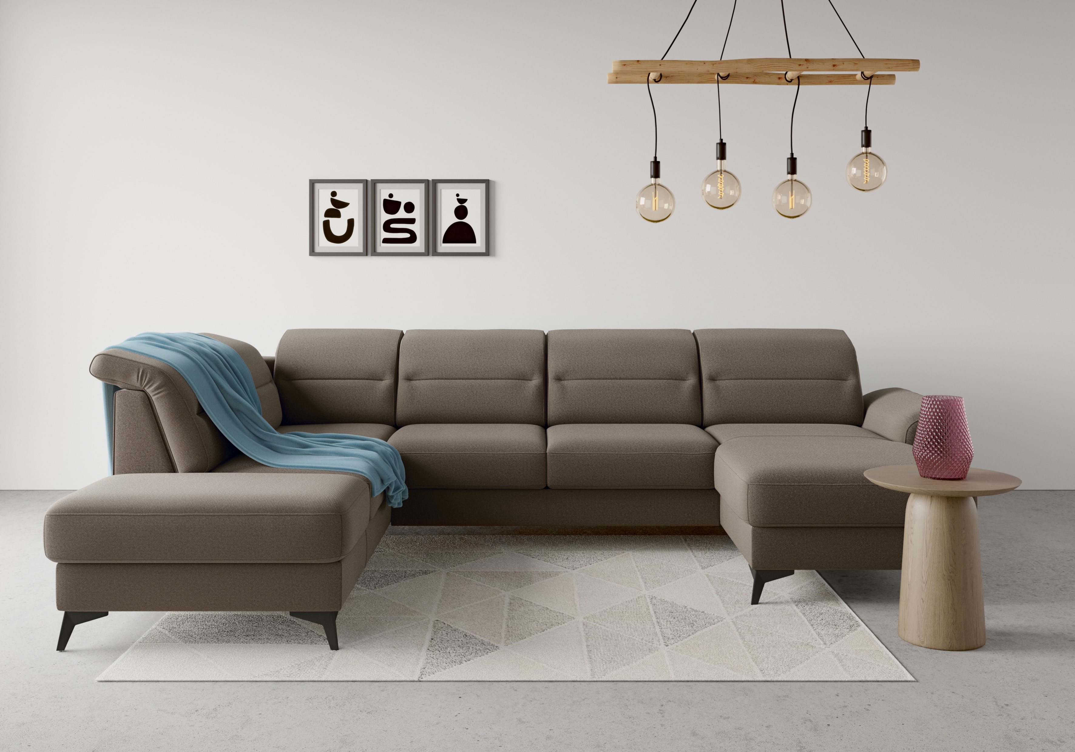 sit&more Wohnlandschaft "Sinatra U-Form" optional mit Kopfteilverstellung und Armteilfunktion, Metallfüße