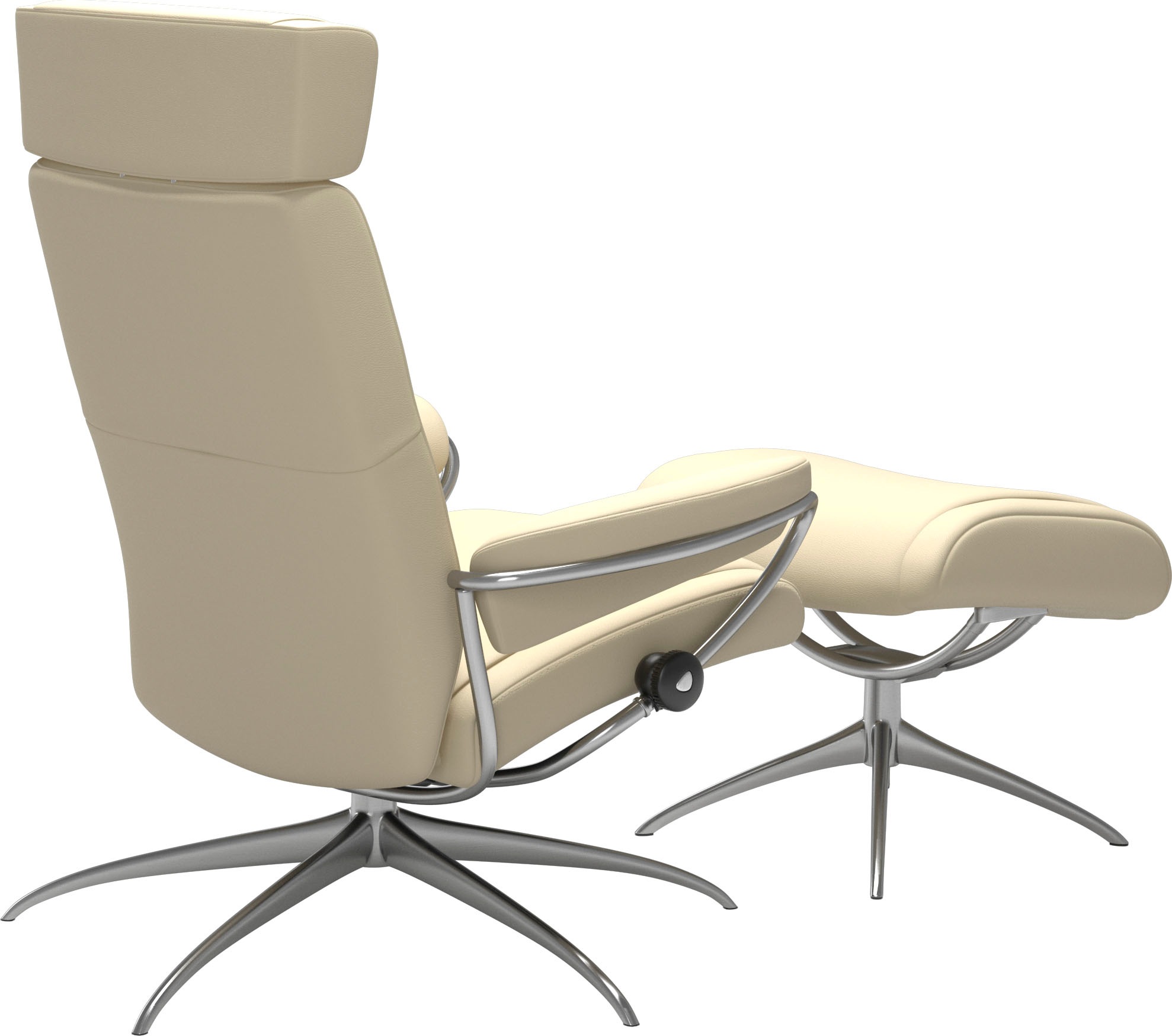 Stressless® Relaxsessel »Paris«, (Set, Relaxsessel mit Hocker), mit Hocker, Low Back mit Kopfstütze, mit Star Base, Gestell Chrom