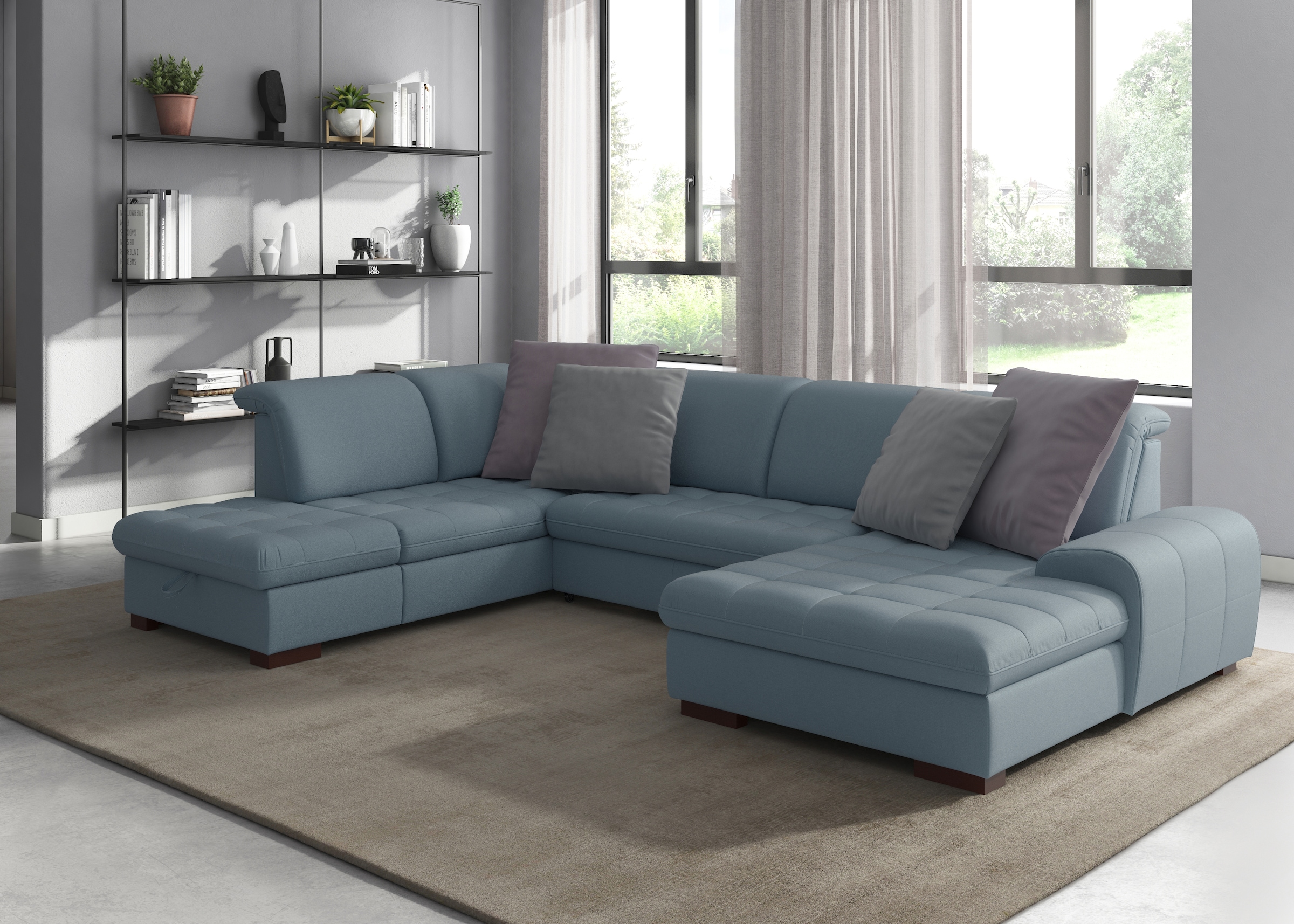 sit&more Wohnlandschaft "Luxor U-Form" wahlweise mit Schlaffunktion, Bettkasten und Kopfteilverstellung