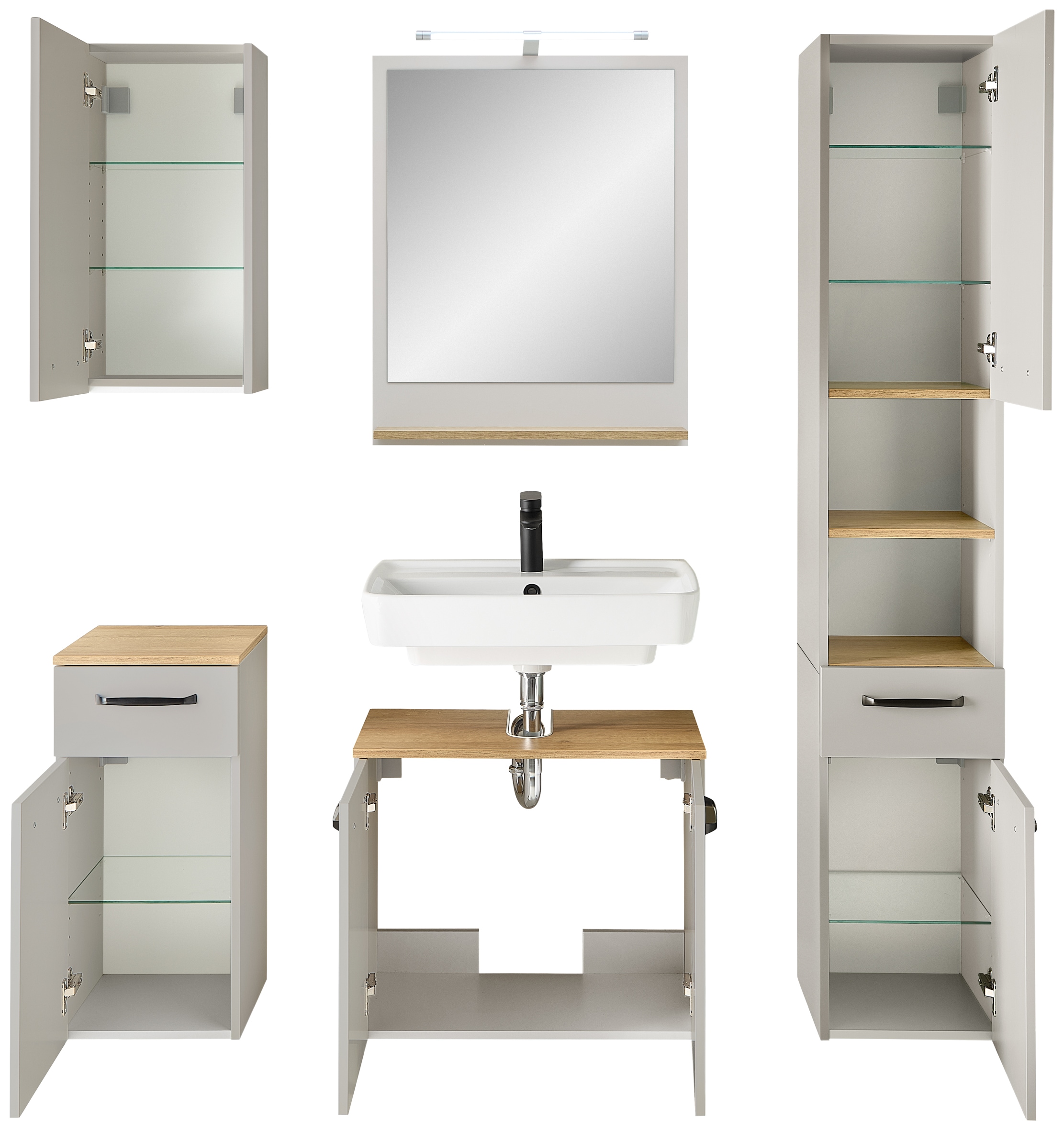 Saphir Badmöbel-Set »Quickset 500, Waschbeckenunterschrank mit Spiegel« 6 Stk. tlg.