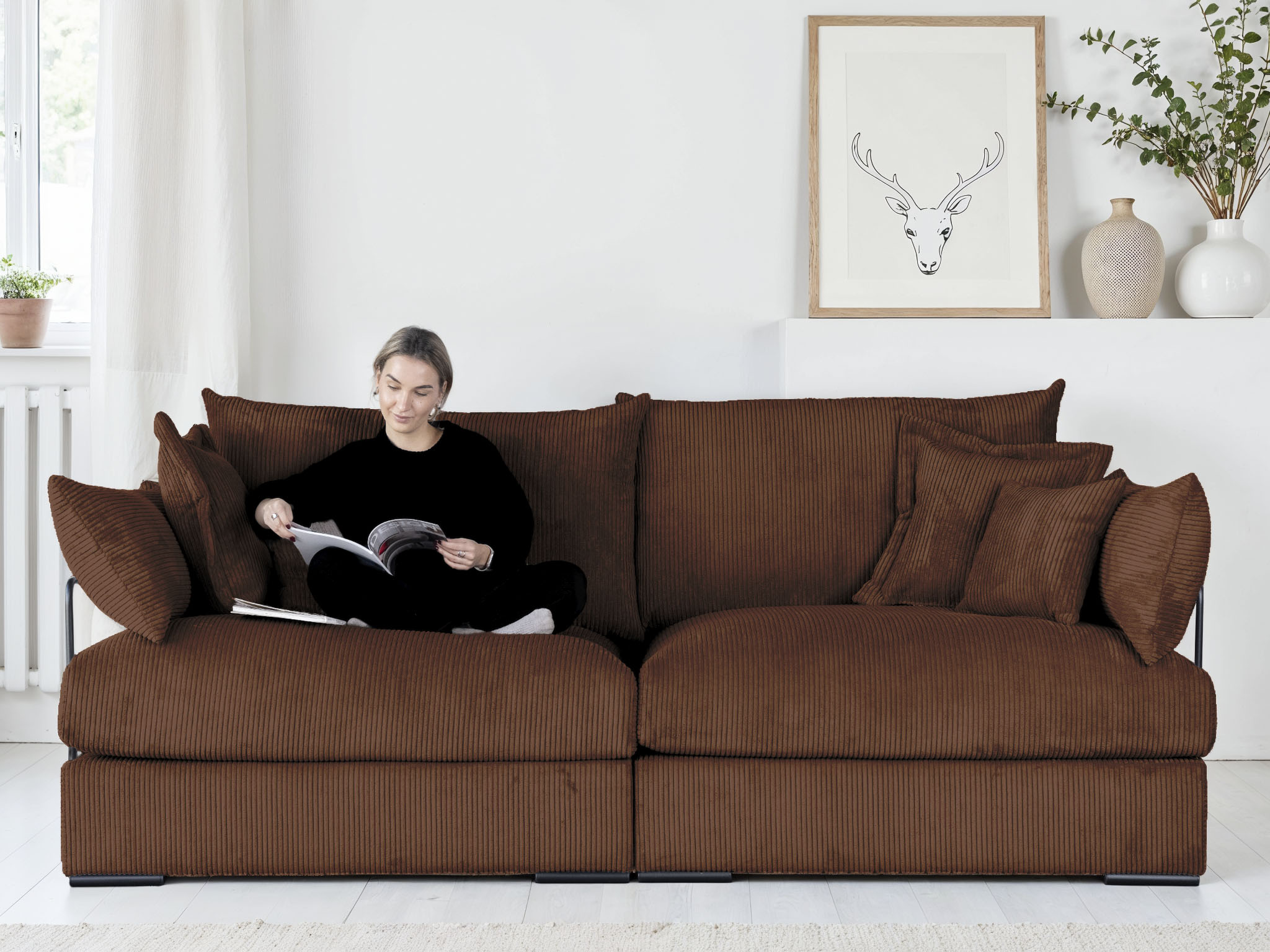 Home affaire "Casa XL, B: 190 cm" 4 Zierkissen, Mega-Sofa, in Cord oder Chenille-Struktur, Federkern