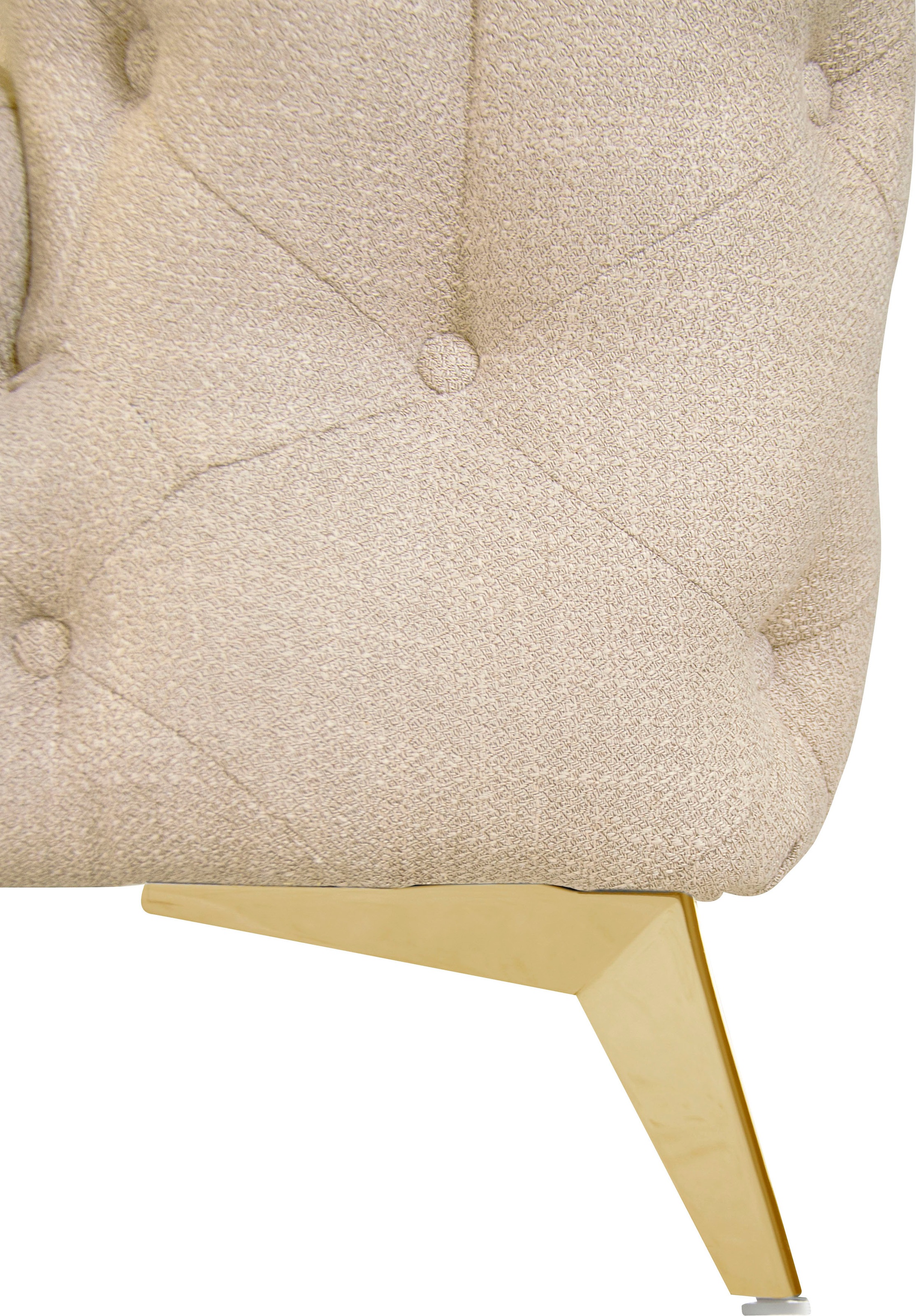 Leonique Chesterfield-Sofa »Ecksofa GLYNIS L-Form mit Wellenunterfederung, Maße B/T/H 264/264/75cm«, aufwändige Knopfheftung, moderne Chesterfield Optik, Fußfarbe wählbar