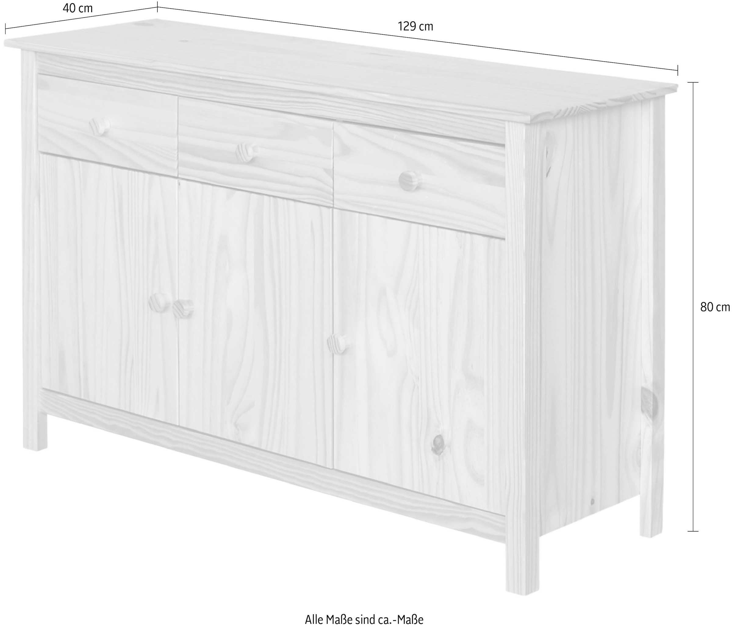 Möbilia Sideboard »Sideboard« Schubladen mit Metallschienen