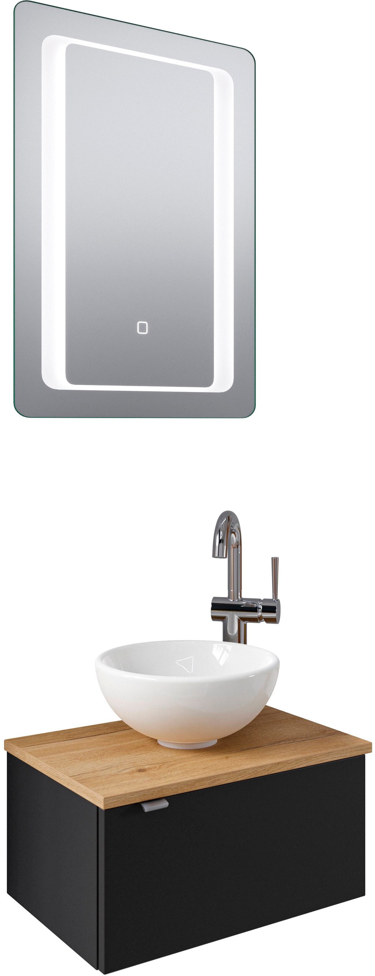 Saphir Badmöbel-Set »Serie 6915«, (4 St.), Gäste-Bad, 51 cm breit, mit LED-Spiegel und 1 Tür