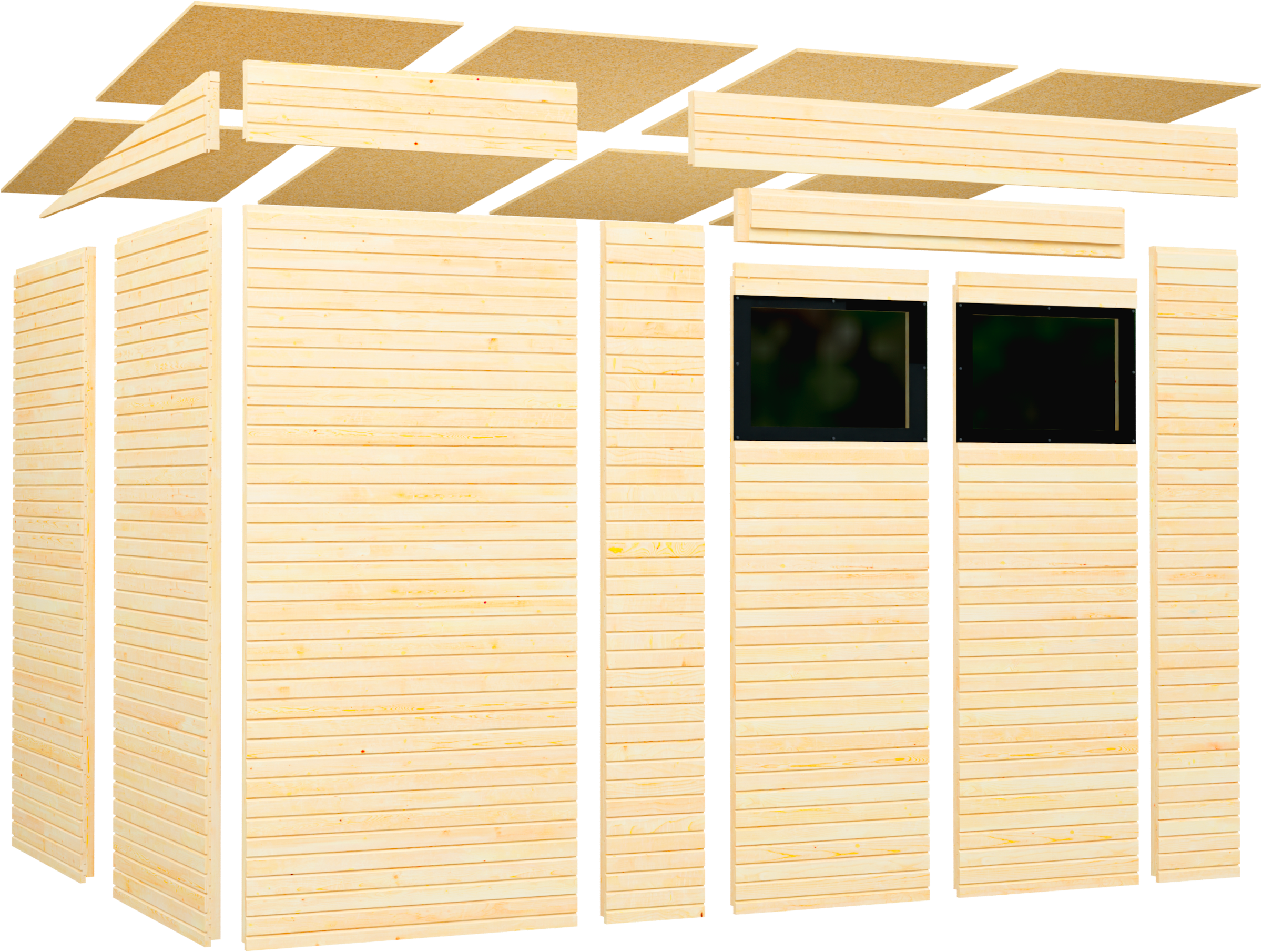BERTILO Gartenhaus »Pent Modern 4 Plus naturbelassen«, mit hohen Seitenwänden und einer 1,88 m hohen Doppeltür