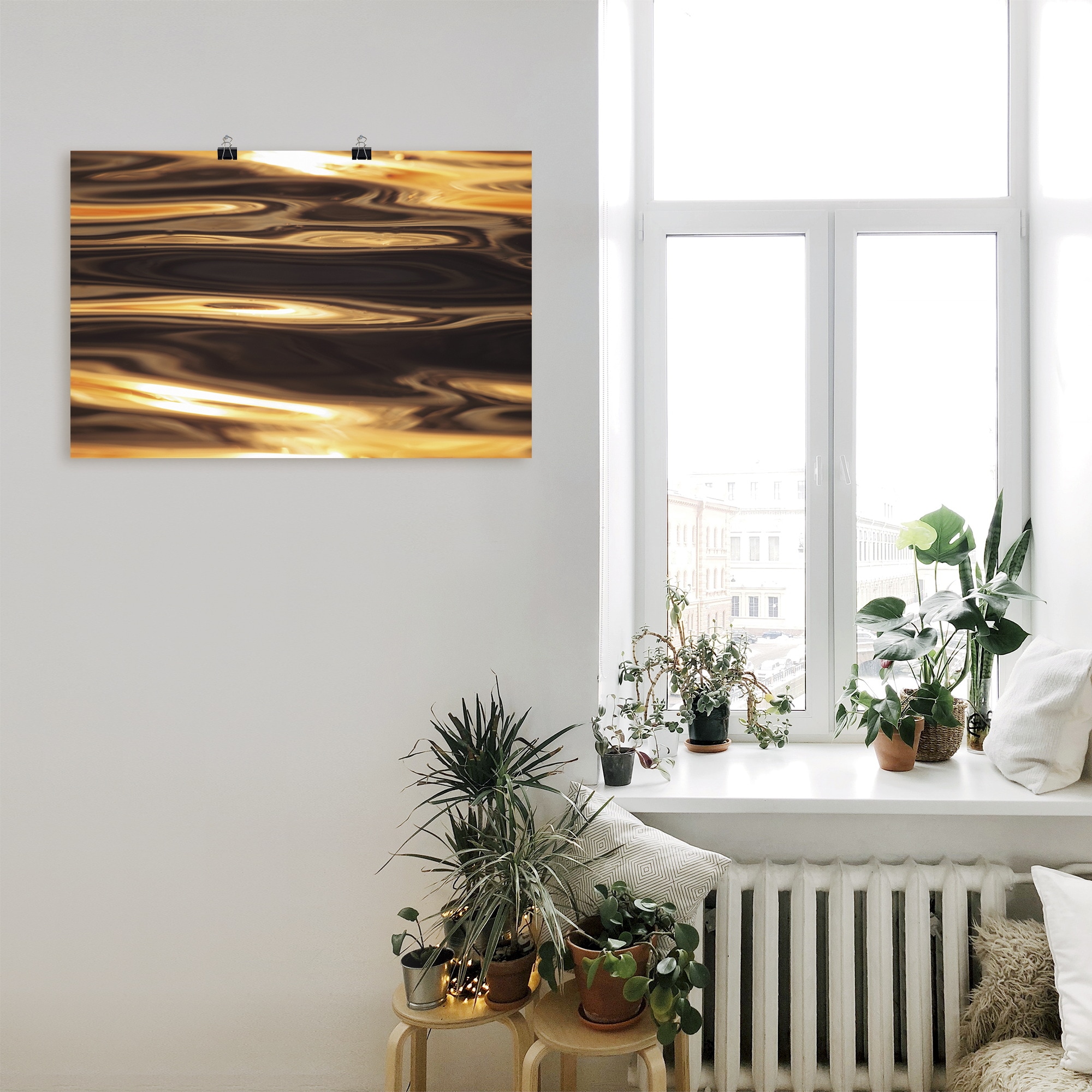 Artland Wandbild "Goldenes Wasser des Meeres", Gewässer, (1 St.), als Alubi günstig online kaufen