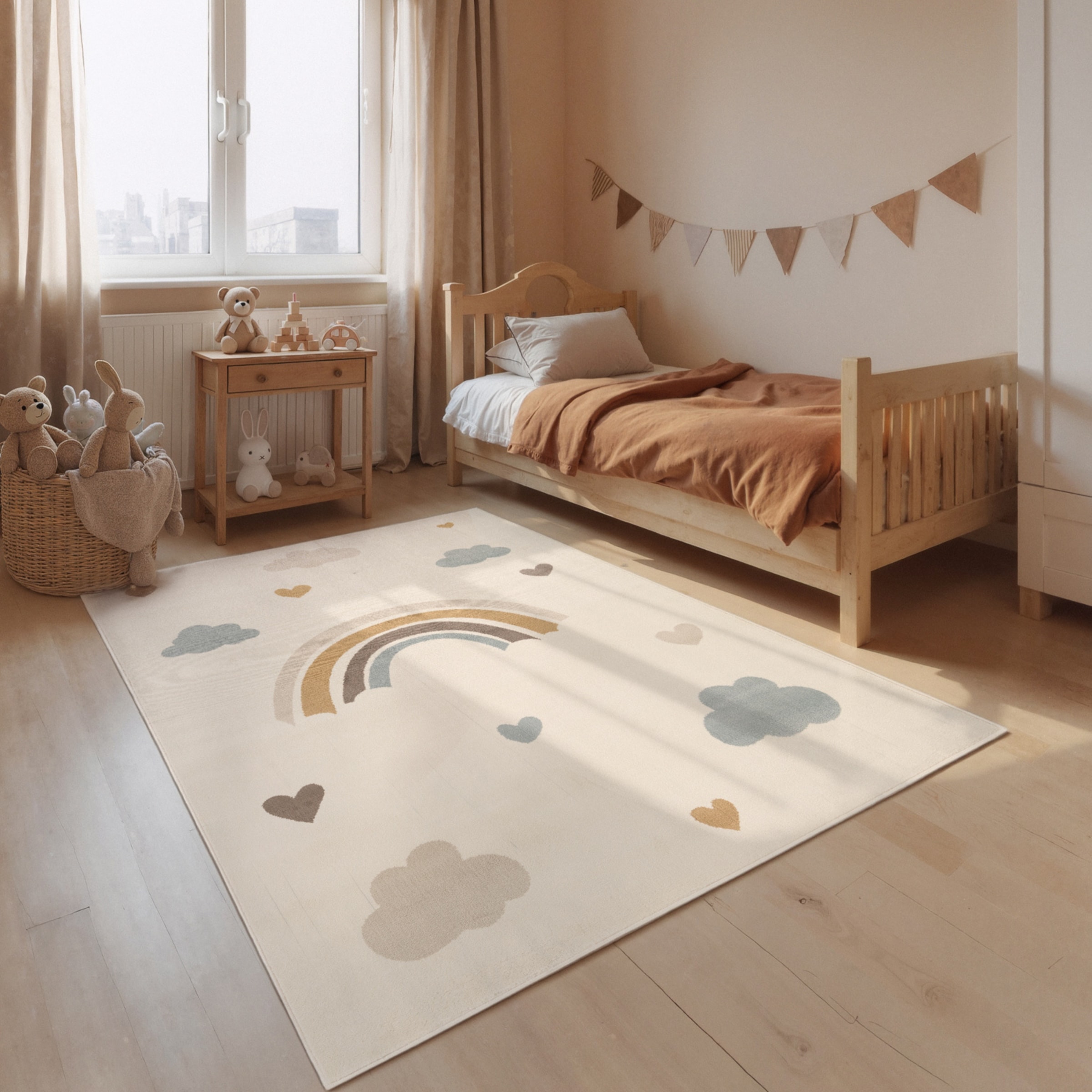 Kinderteppich HANSE HOME "Skyla", creme multifarben, B:120cm H:10mm L:170cm, Polypropylen, Teppiche, Kinderteppich, Pflegeleicht, Weich, Kinderzimmer, Spielteppich, Spielunterlage