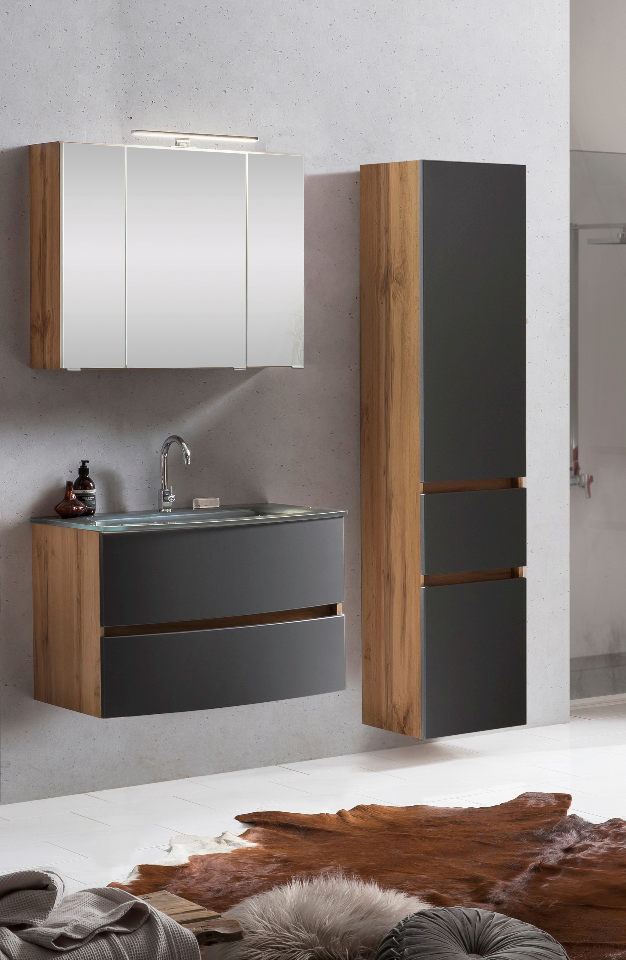 welltime Badezimmer-Set "Kaunas" Set, 3 Stk. tlg. bestehend aus Waschtisch- günstig online kaufen