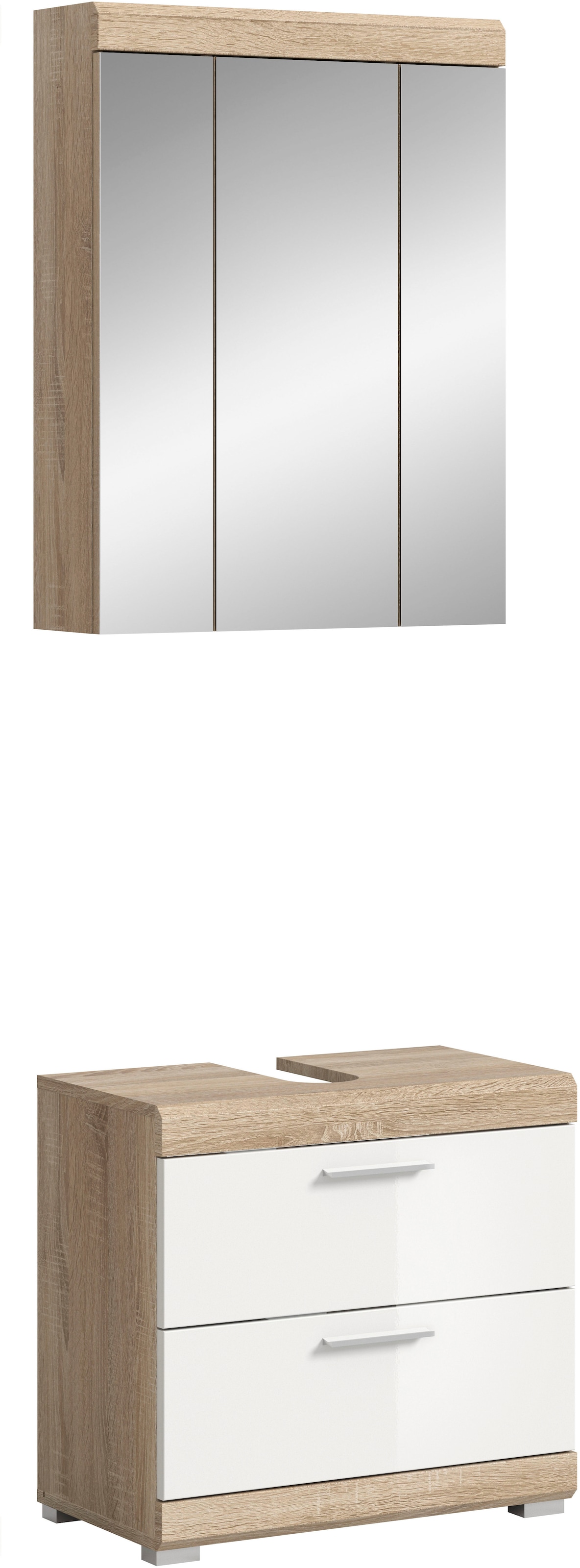 welltime Badmöbel-Set "SIENA, 2 tlg., bestehend aus: Waschbeckenunterschrank, Spiegelschrank" Set, TOPSELLER, 2 Stk. tlg.