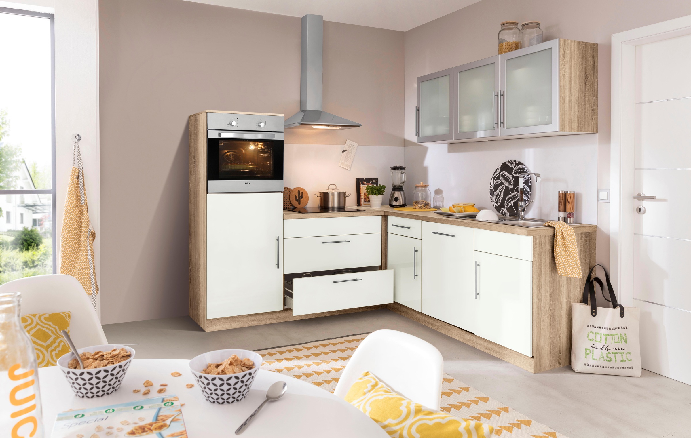 wiho Küchen Winkelküche »Aachen«, mit E-Geräten, Stellbreite 210 x 220 cm  kaufen | BAUR