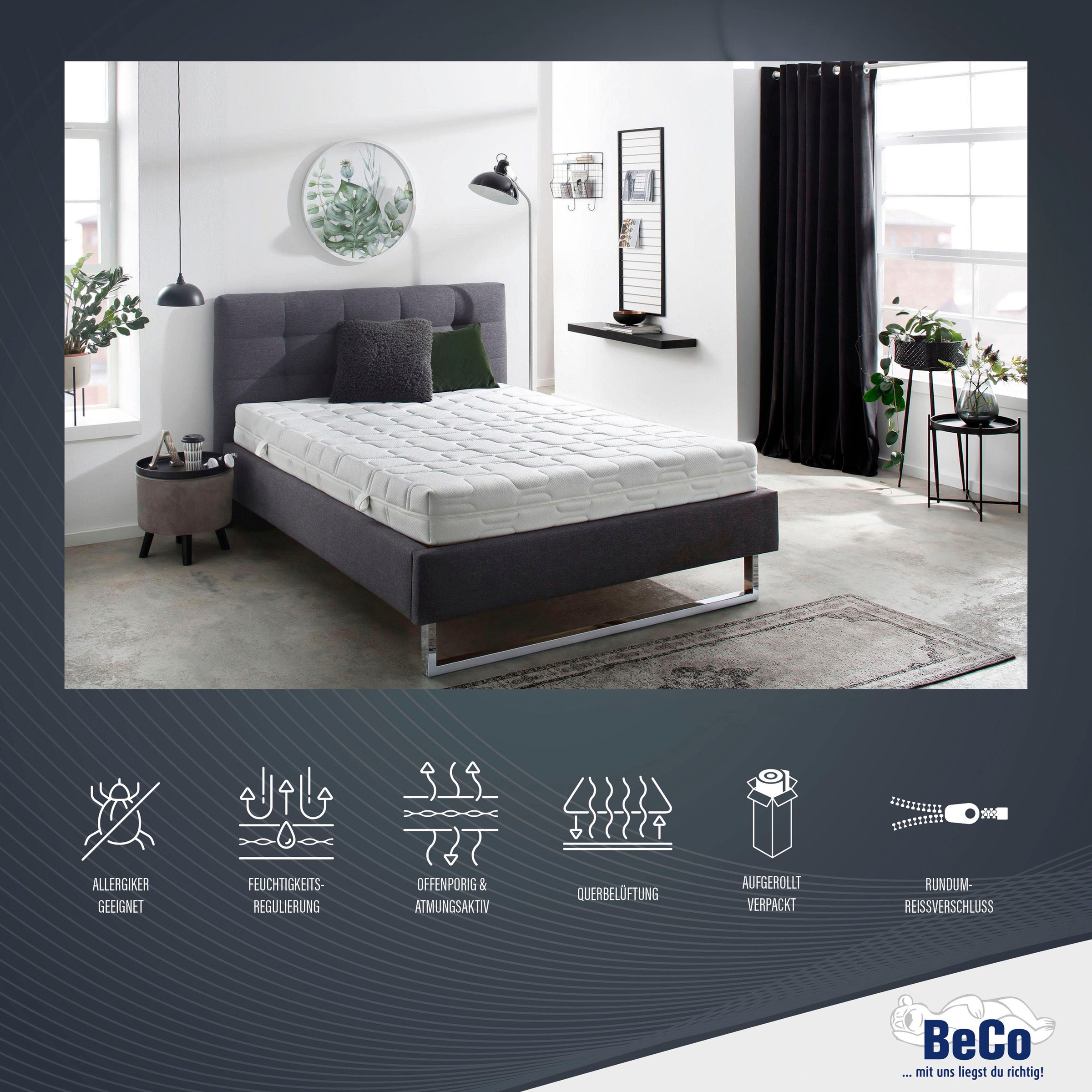 Beco Gelschaummatratze "GUMO, 7 Zonen Matratze 90x200,140x200 und mehr, wei günstig online kaufen