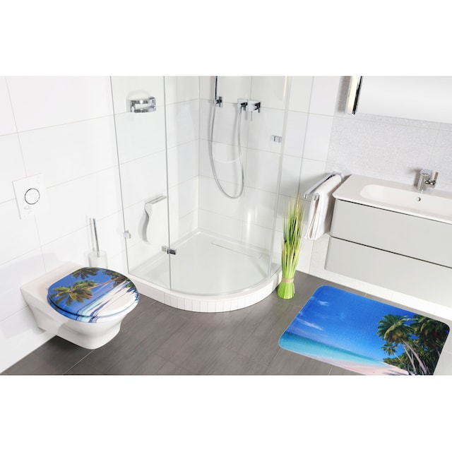 Sanilo Badaccessoire-Set »Karibik«, (Komplett-Set, 3 tlg.), bestehend aus WC -Sitz, Badteppich und Waschbeckenstöpsel kaufen | BAUR