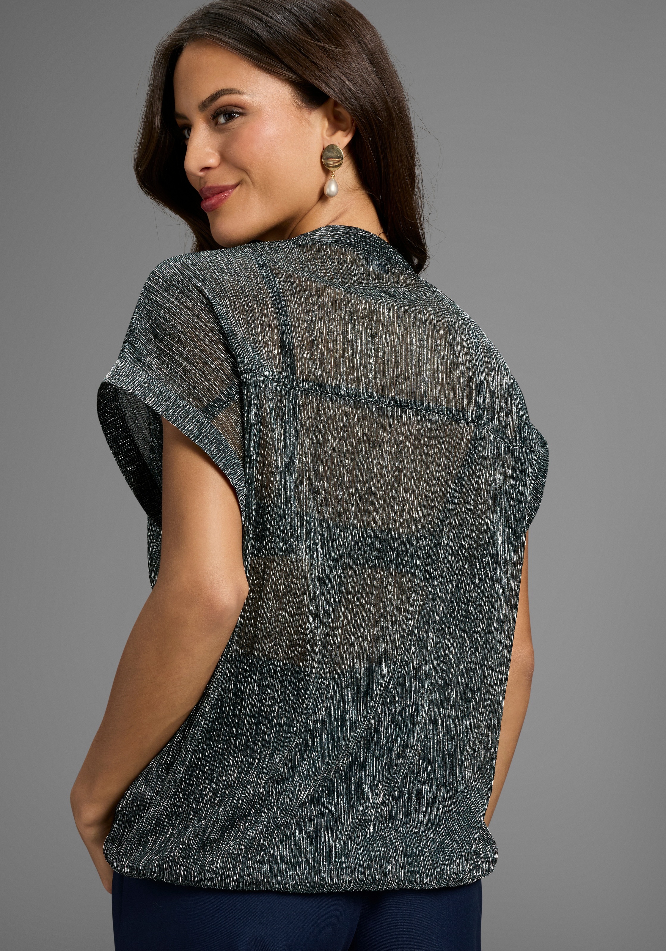 Laura Scott Kurzarmbluse in festlicher Glitzeroptik günstig online kaufen