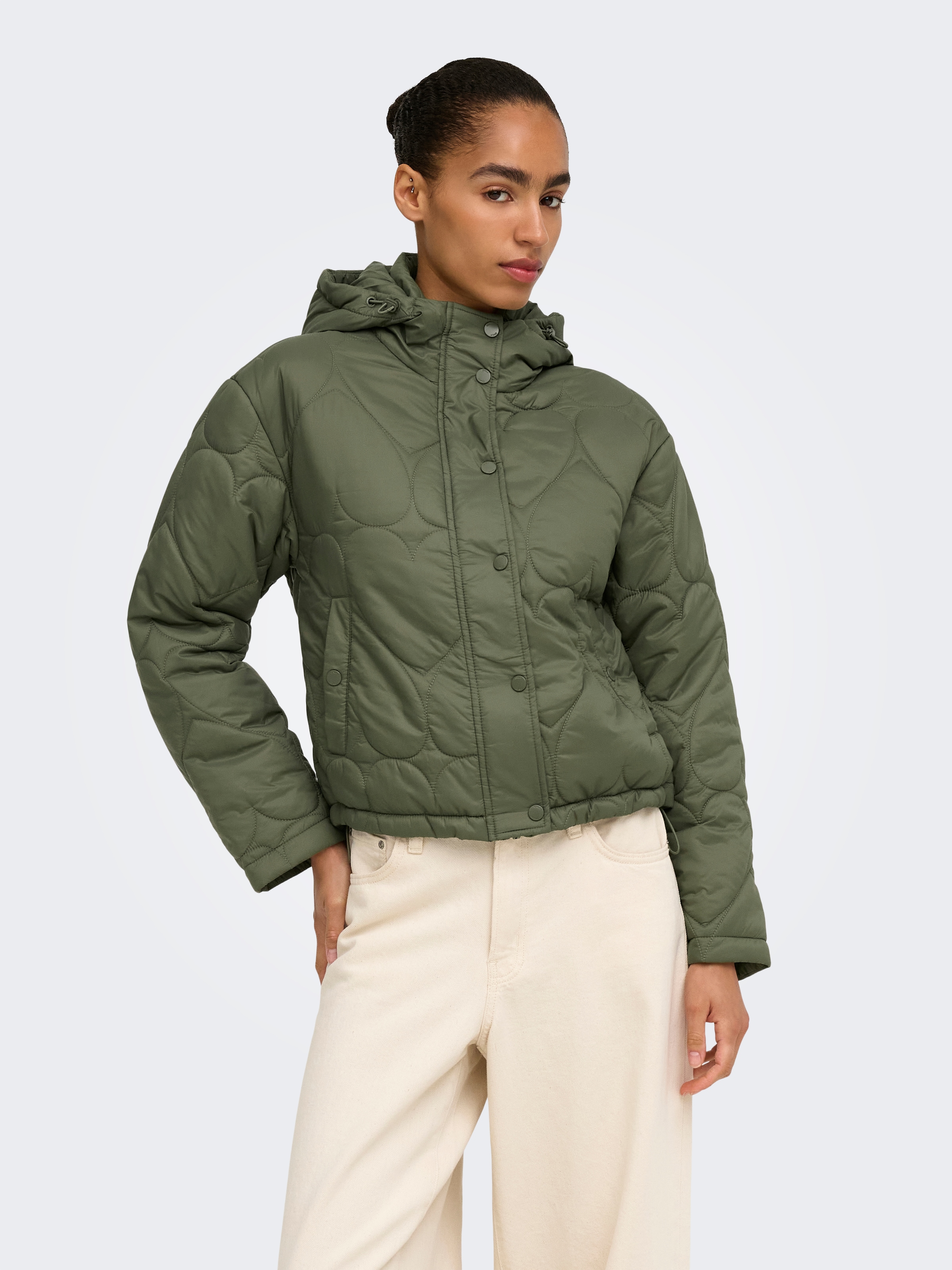 Only Steppjacke "Onltahia Lw Heart Hood Jacket Cc Otw" Mit Kapuze Kunstfaser