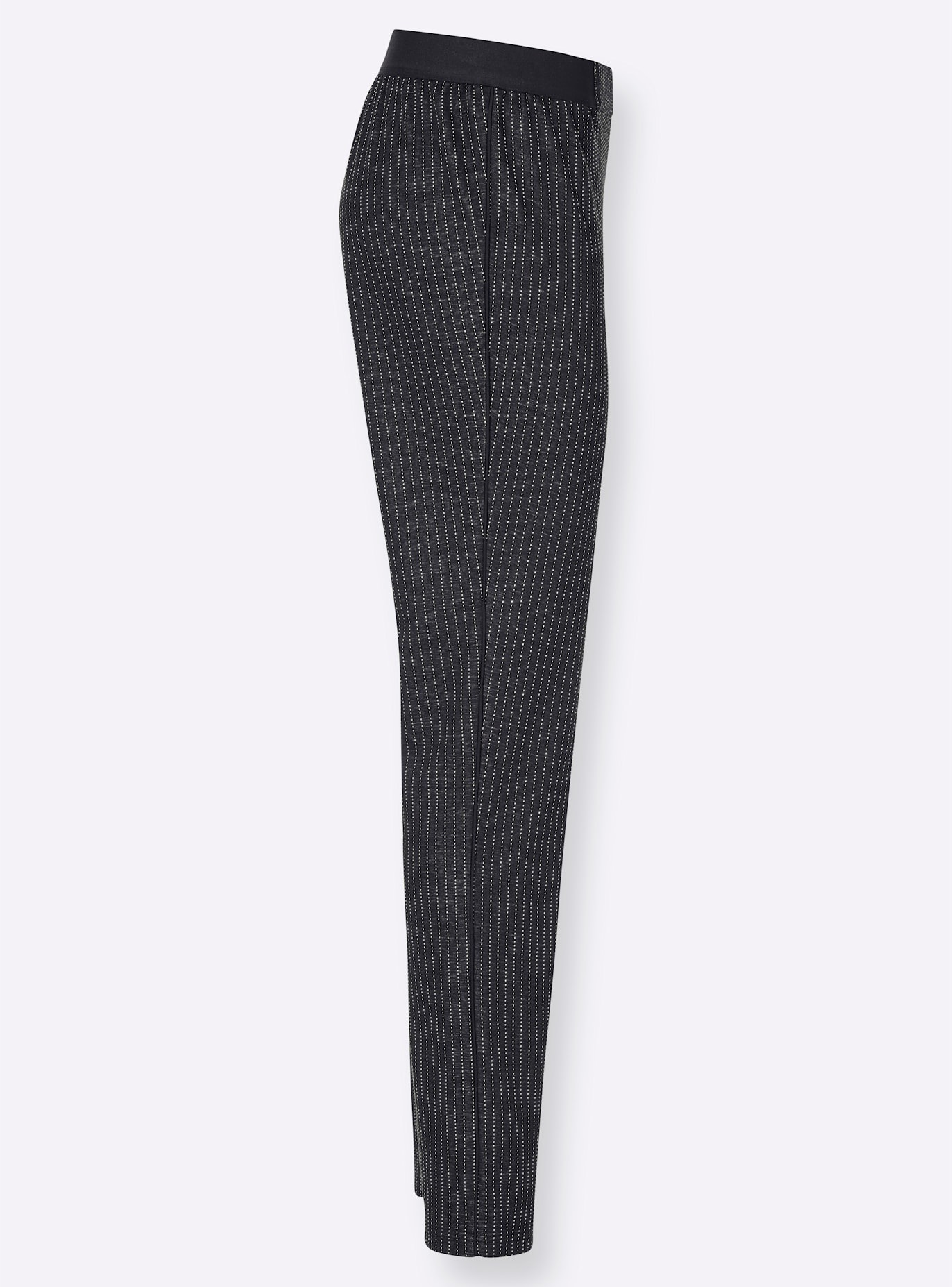 Jerseyhose CLASSIC BASICS, Damen, Gr. 23, Kurzgrößen, schwarz (schwarz, gestreift), 95% Polyester, 5% Elasthan, Glencheckmuster, Hahnentrittmuster, gemustert, kariert, mehrfarbig, lang, Hosen Jerseyhose 3