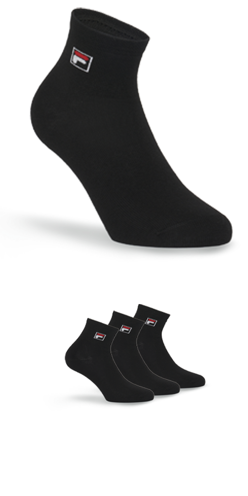 Fila Kurzsocken »UNISEX QUARTER PLAIN SOCKS«, (3 Paar), mit eingestrickem Logo