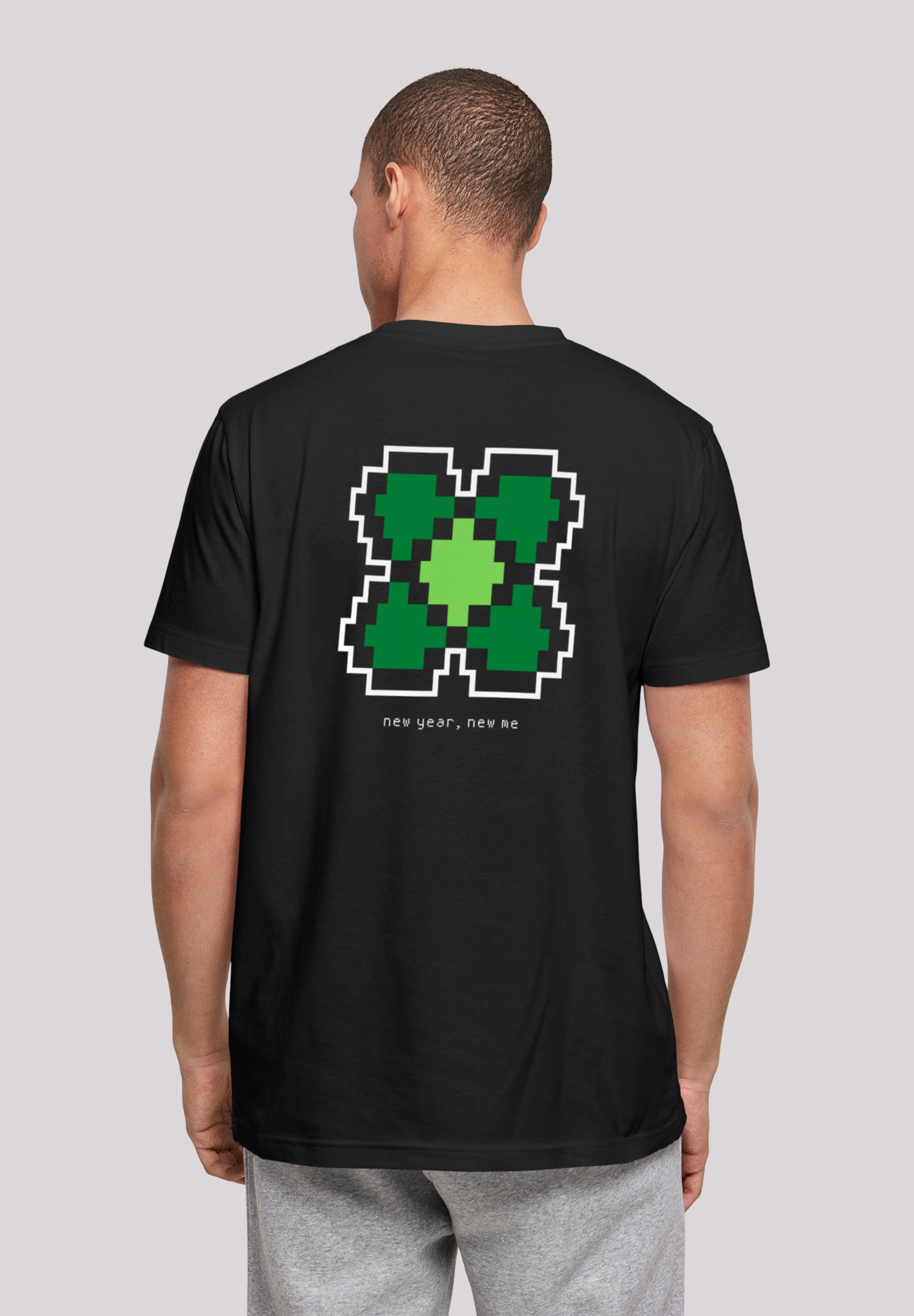 F4NT4STIC T-Shirt »Happy New Year Pixel Kleeblatt«, Print
