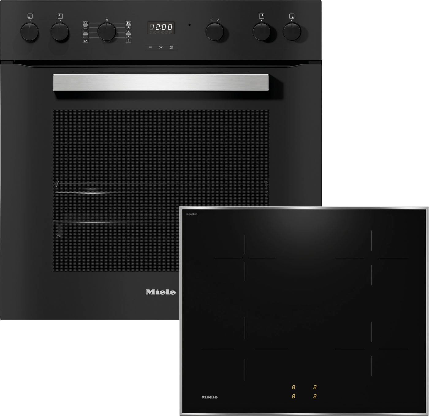 Miele Elektro-Herd-Set "H2459I D OBSW + KM 7061 FR", mit Teleskopauszug nachrüstbar, PerfectClean Ausstattung, EasyContr