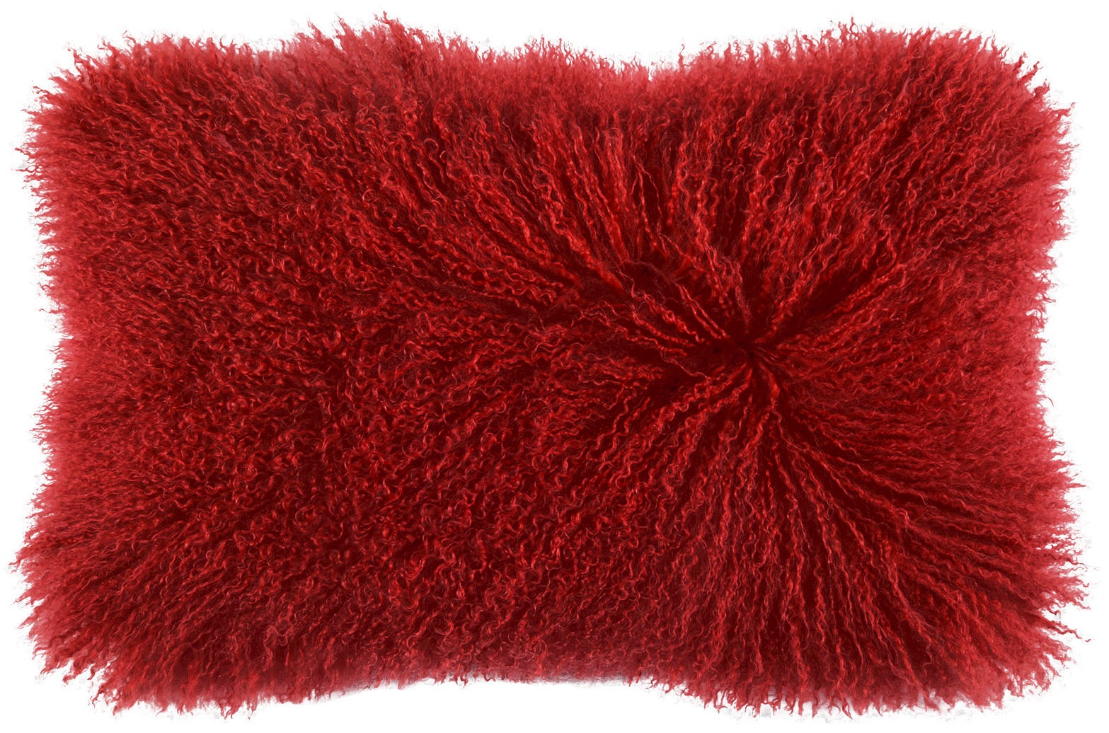 Dekokissen PAD "Glory", rot, unifarben, B:30cm L:50cm, Lammfell, Polyester, Dekokissen_Sitzkissen_Kissenhüllen, Echtfell