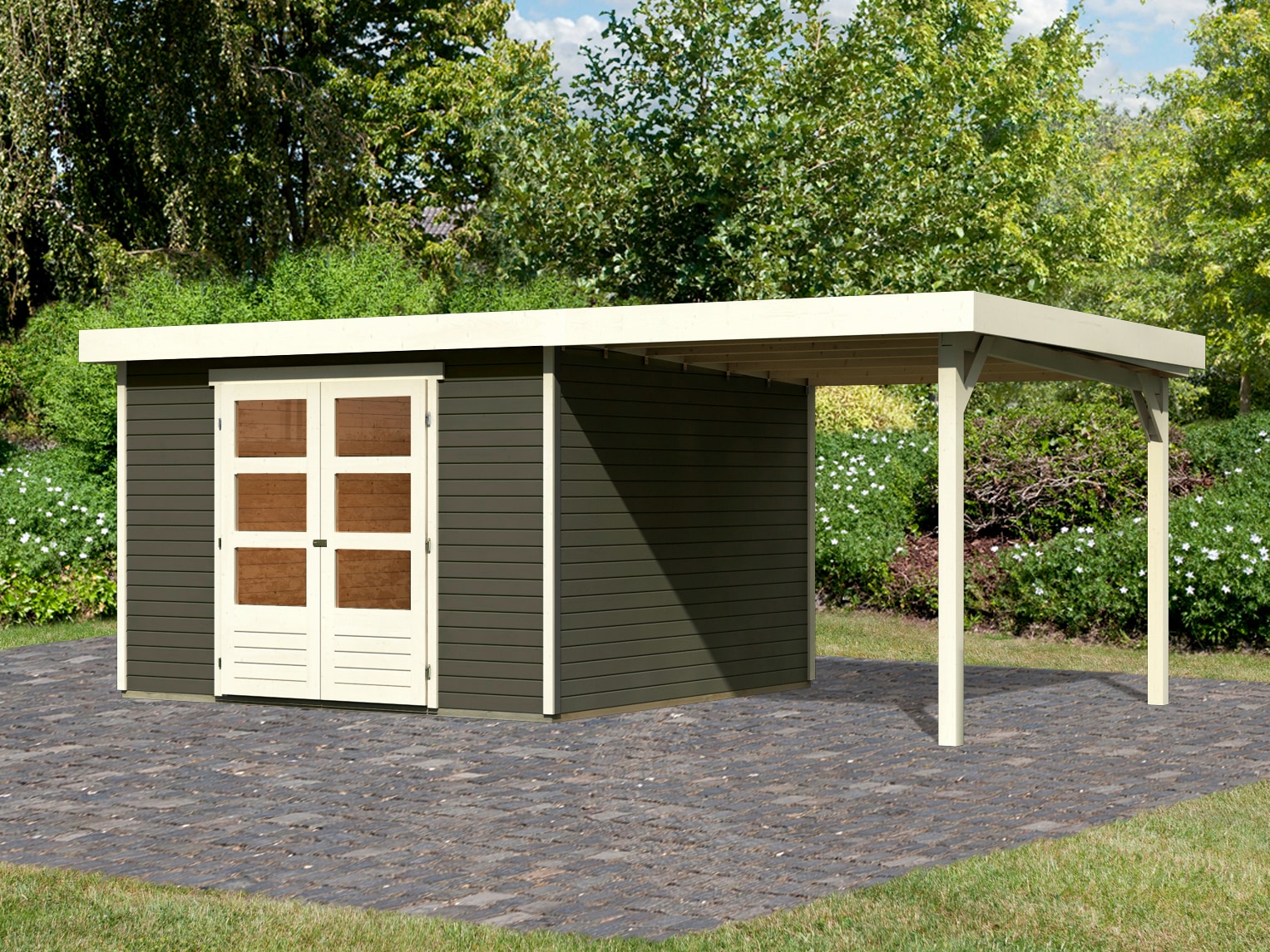Karibu Gartenhaus "Arnis 6" mit Anbaudach günstig online kaufen