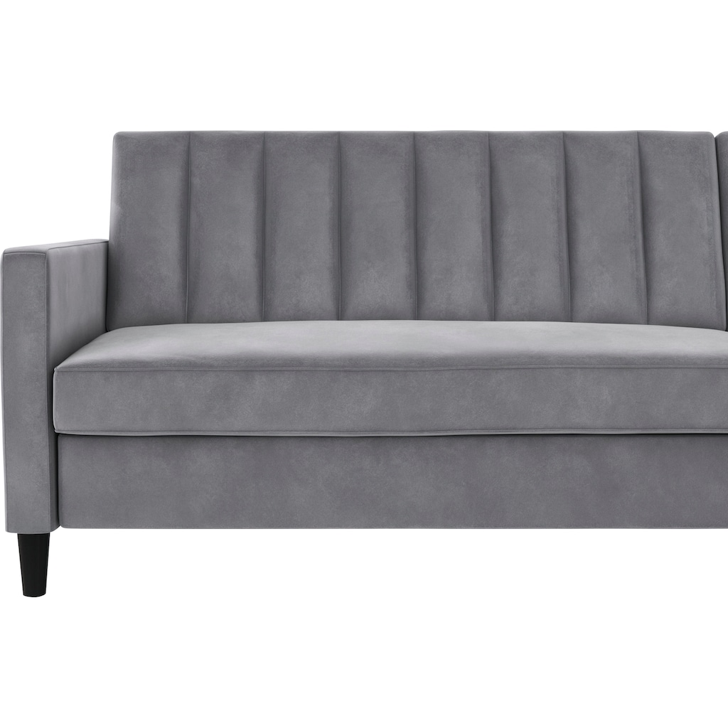 Dorel Home Ecksofa mit Schlafffunktion, Recamiere mit Stauraum beidseitig montierbar, Rückenlehne 2-teilig und 3-fach verstellbar