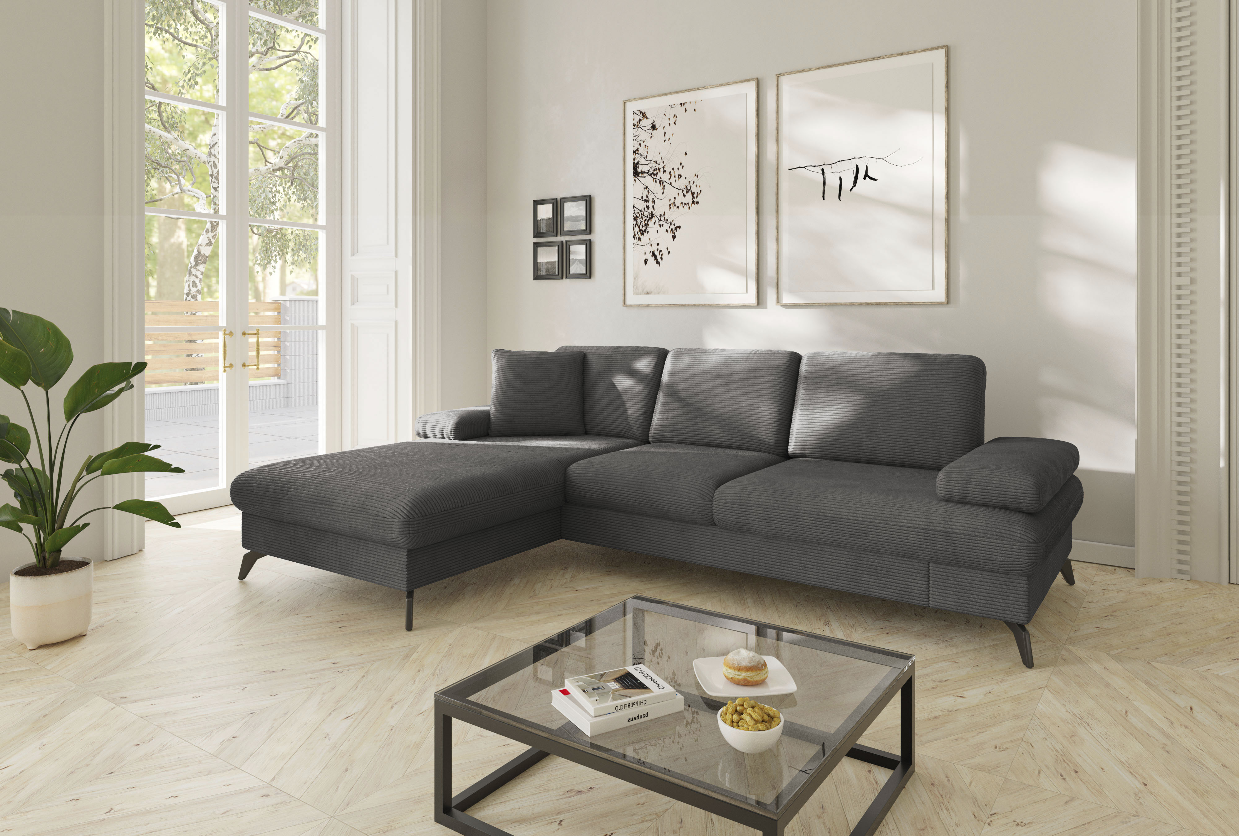 sit&more Ecksofa "Morris Jubi L-Form, B: 247 cm" mit Armteilfunktion & 1 Zierkissen, optional Schlaffunktion