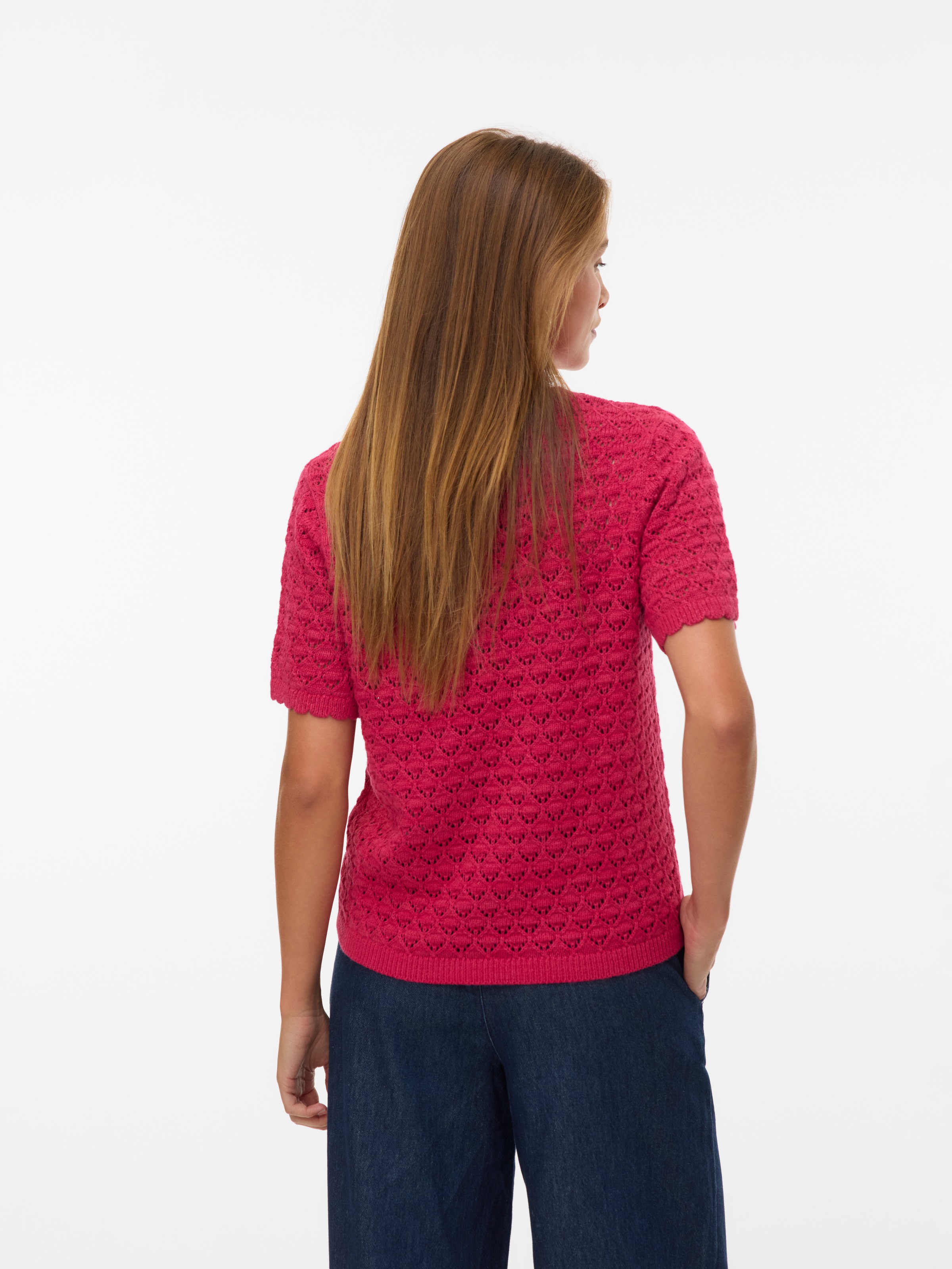 Vero Moda Stricktop "VMJAQUELINE SS O-NECK TOP BOO" mit zartem Muster günstig online kaufen