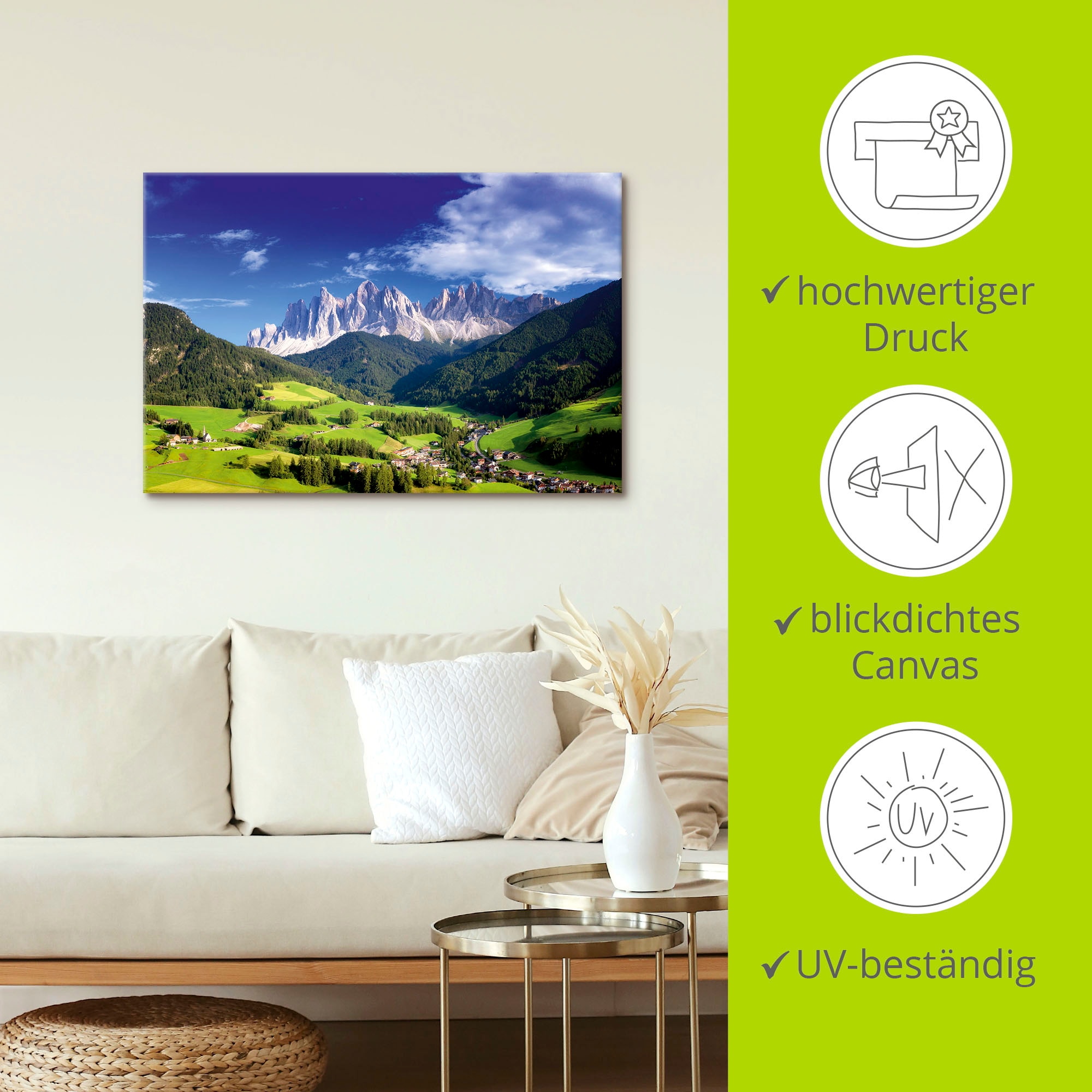 Artland Wandbild »Südtirol«, Berge & Alpenbilder, (1 St.), als Alubild, Leinwandbild, Wandaufkleber oder Poster in versch. Größen