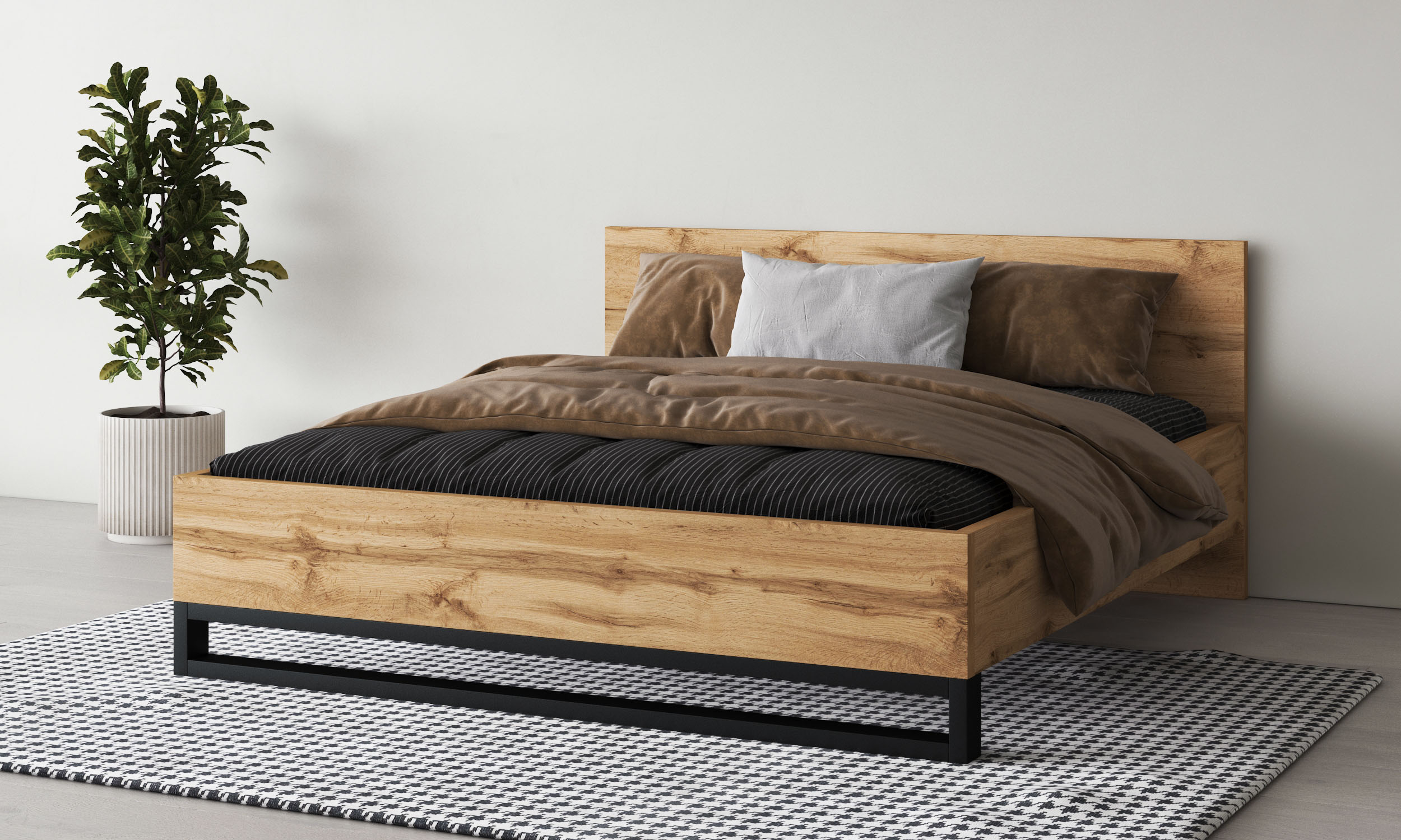 Home affaire Bettgestell "Bronne, Topeseller, Industrial Design" In den Breiten 140cm, 160cm und 180cm, Stauraumbett in drei Breiten, stabil mit Kufen in Metalloptik
