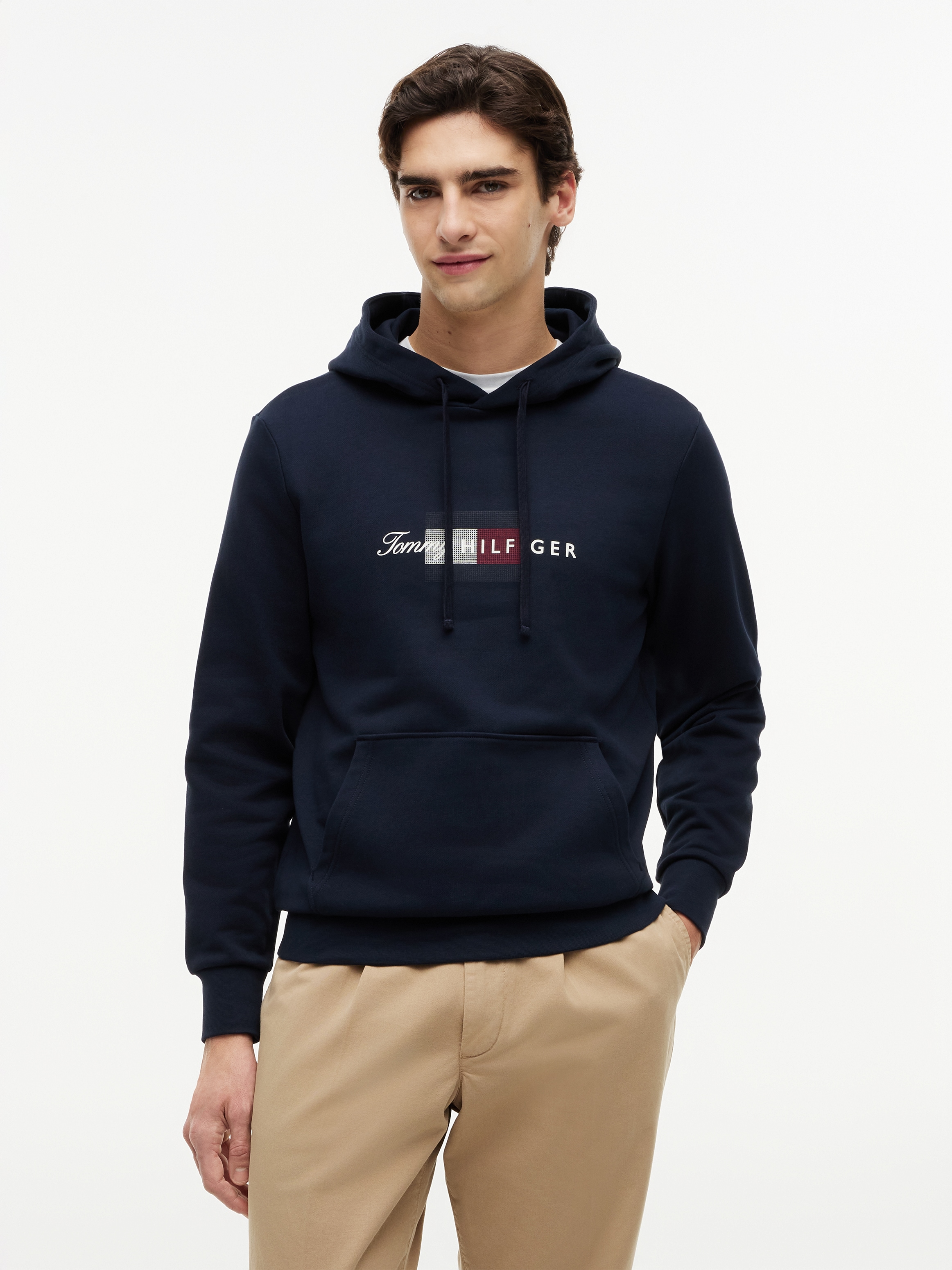 Tommy Hilfiger Hoodie "SCRIPT FLAG HOODIE", mit Flag-Grafik und Tunnelzug