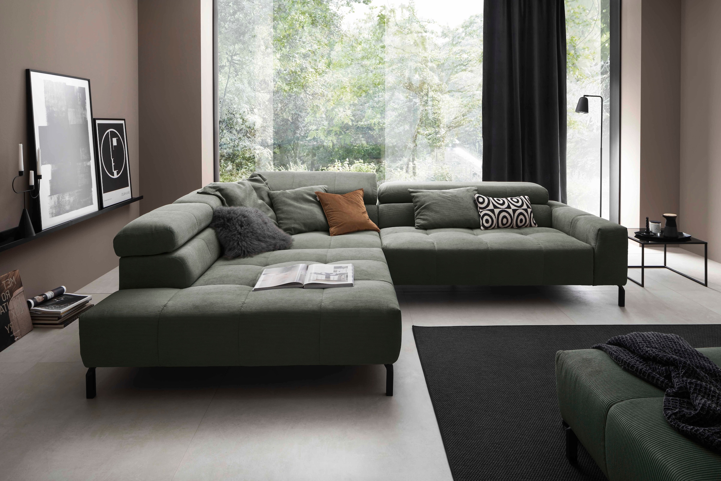 Places of Style Ecksofa »Cleveland, L-Form, incl. Kopfteilverstellung, Breite 311 cm«, wahlweise elektrischer Sitzvorzug