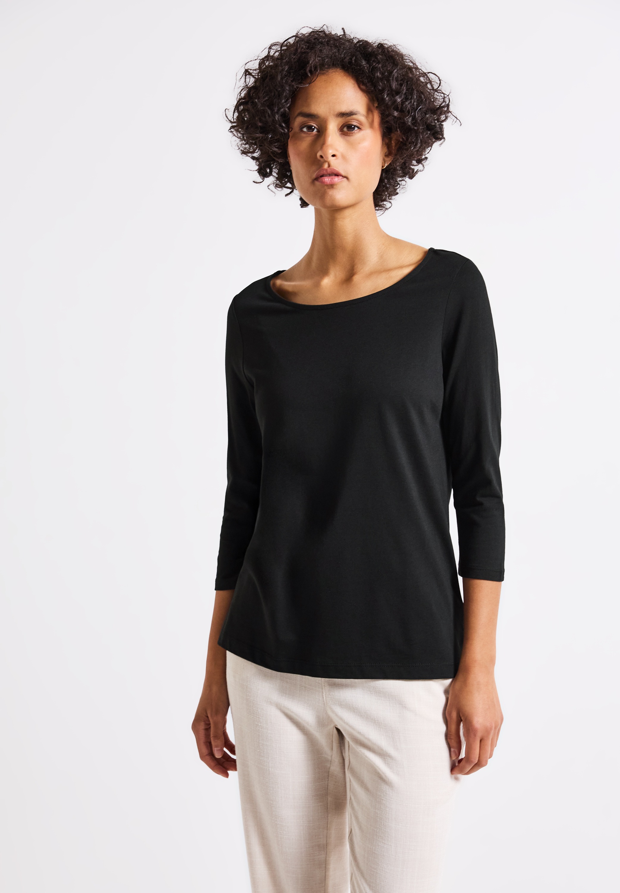 STREET ONE Langarmshirt, aus Baumwolle mit Stretchante günstig online kaufen