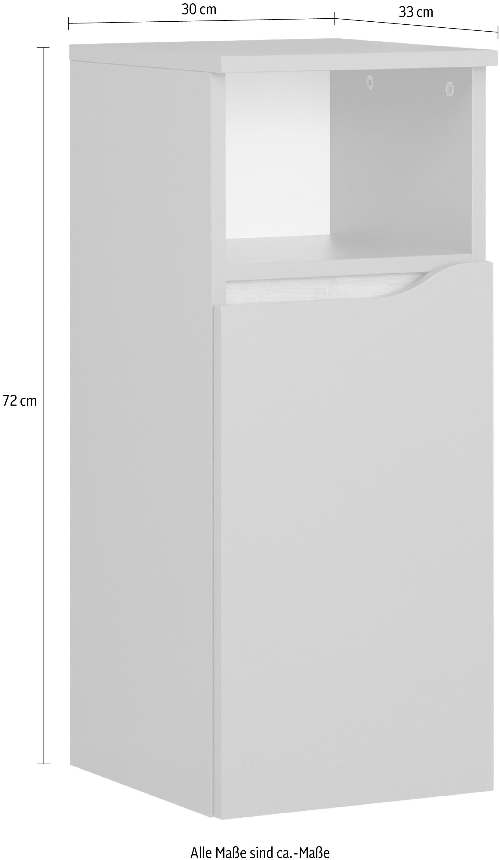 Saphir Unterschrank »Quickset Badschrank mit 1 Tür, 1 Einlegeboden, 30 cm breit«, Badezimmer-Unterschrank inkl. Türdämpfer, grifflos