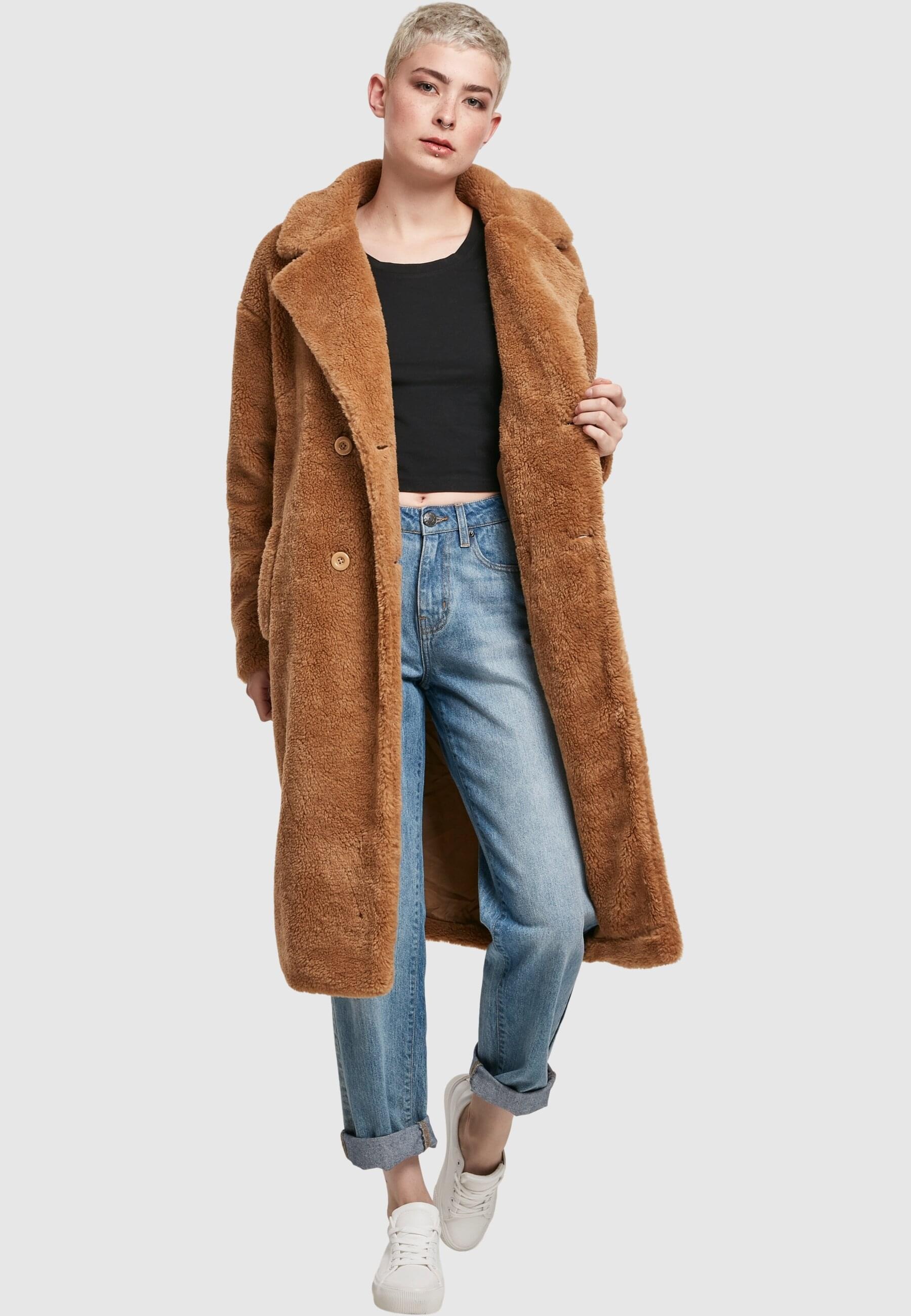 URBAN CLASSICS Winterjacke »Urban Classics Damen Ladies Oversized Teddy Coat«, (1 St.), ohne Kapuze